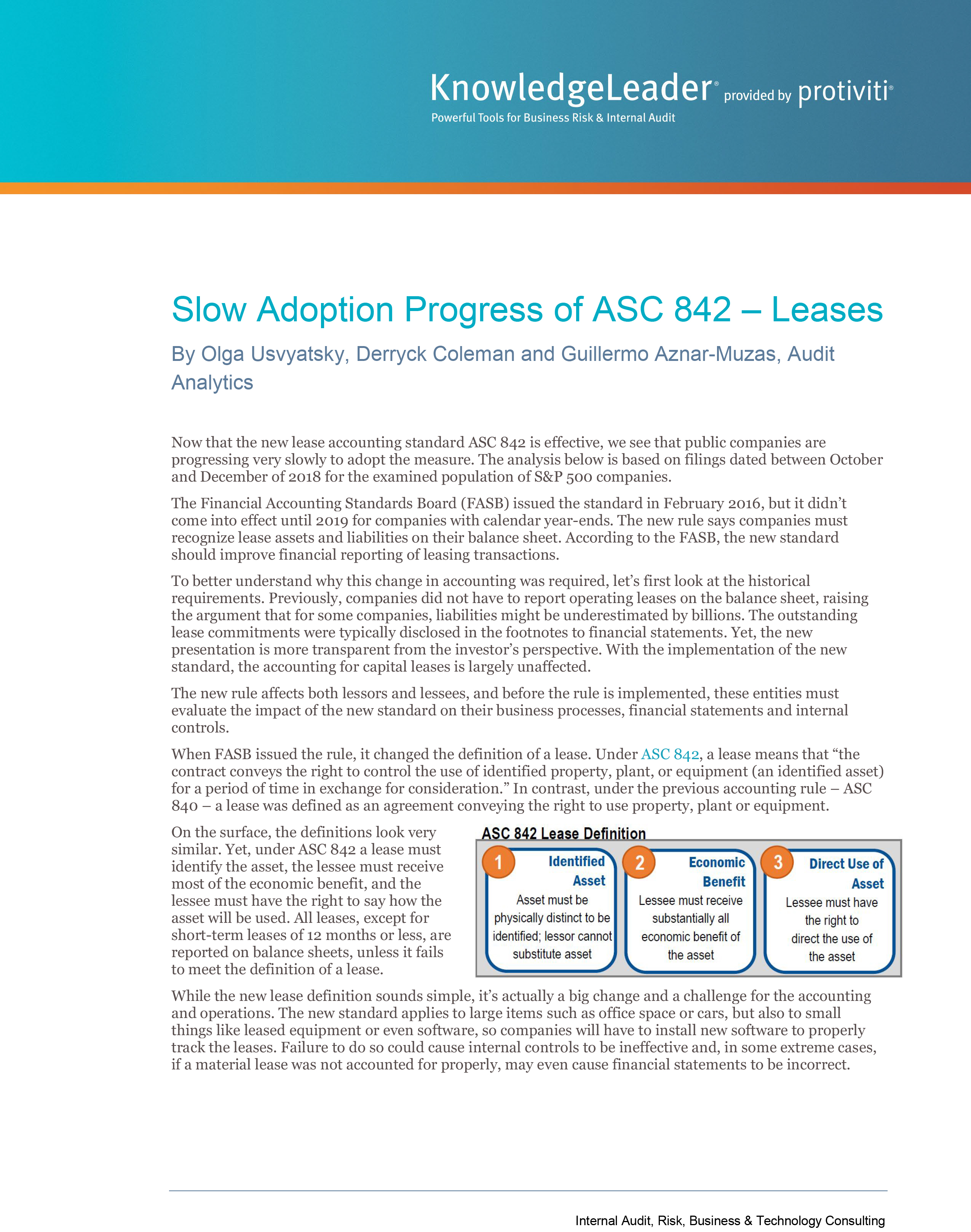 Screenshot of the first page of Slow Adoption Progress of ASC 842 – Leases