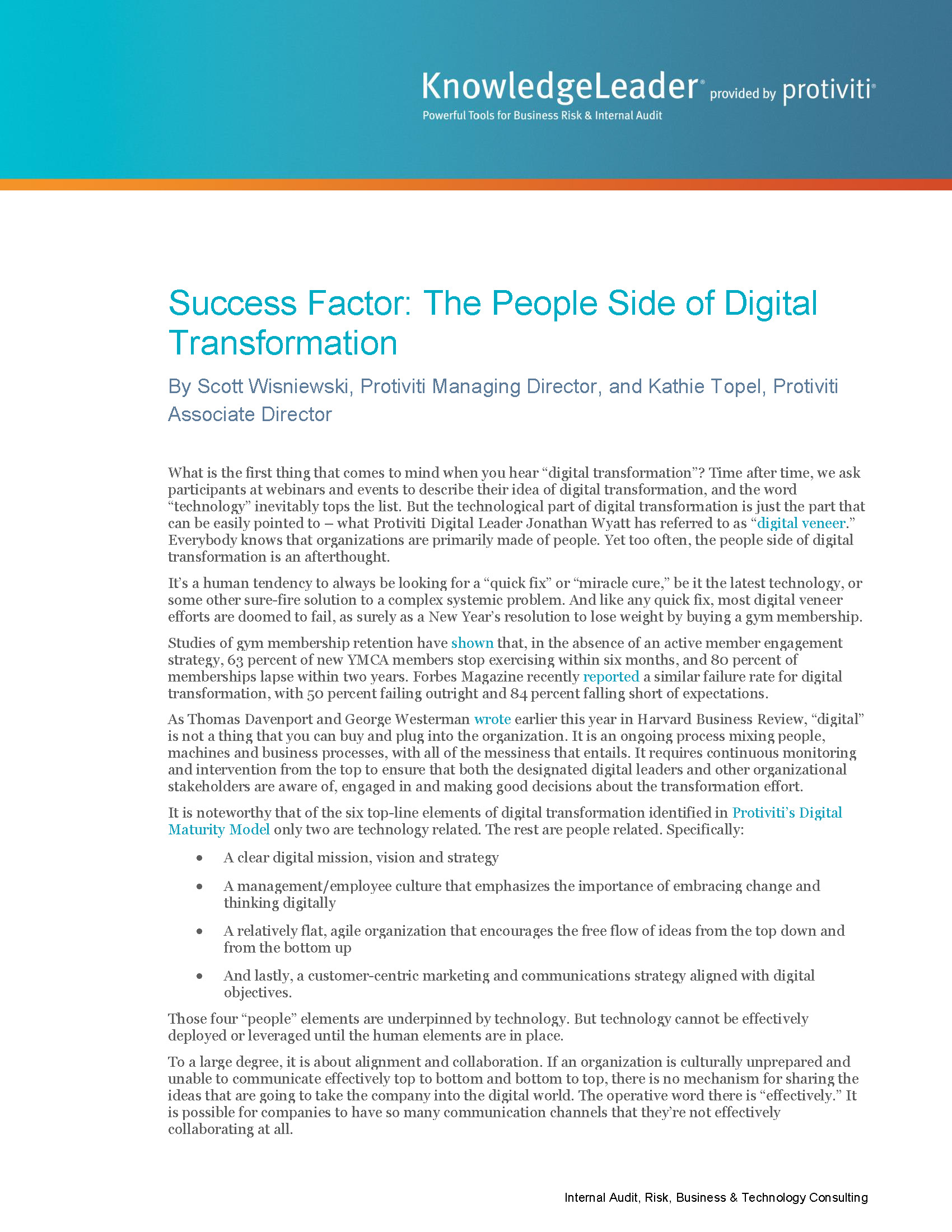 Screenshot of the first page of Success Factor The People Side of Digital Transformation