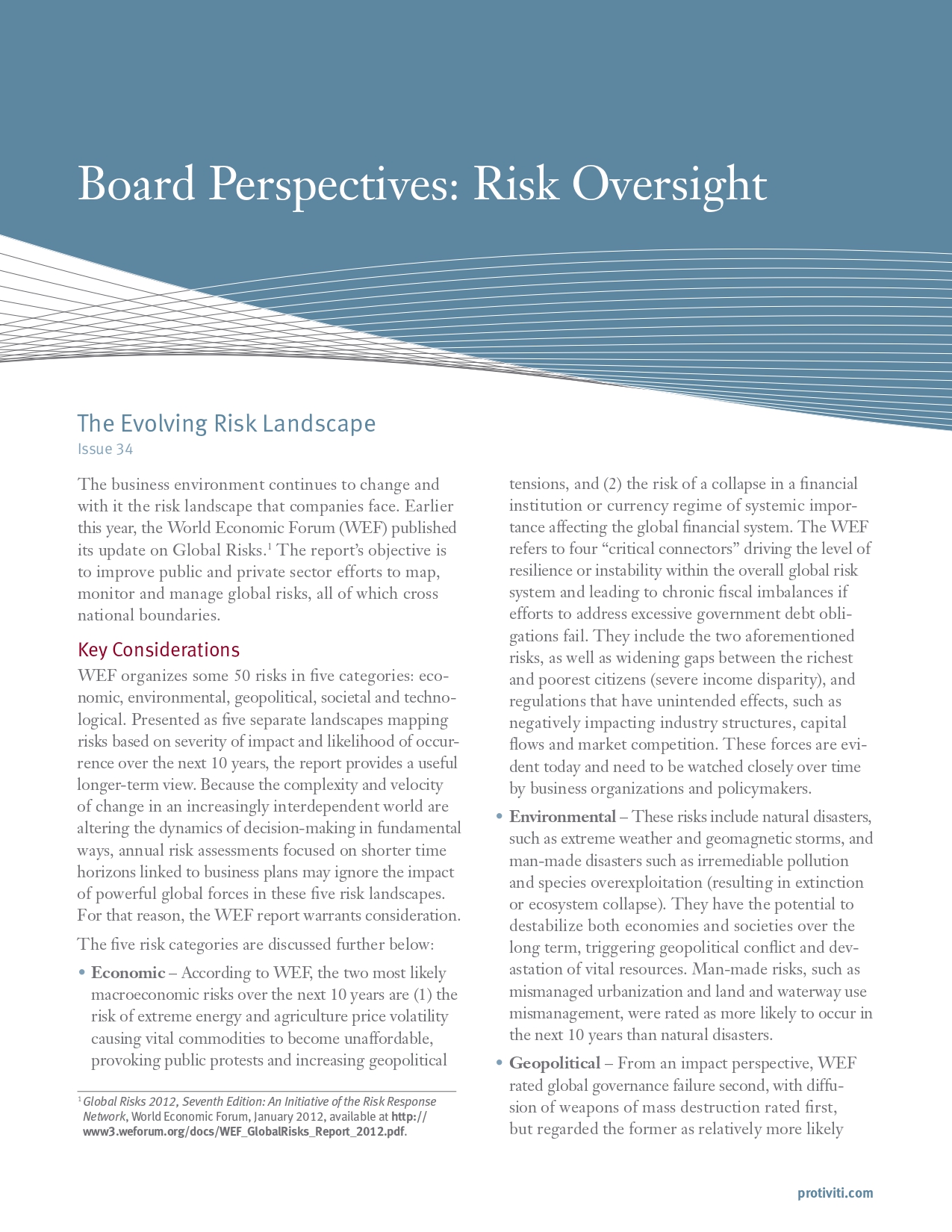 Screenshot of the first page of The Evolving Risk Landscape