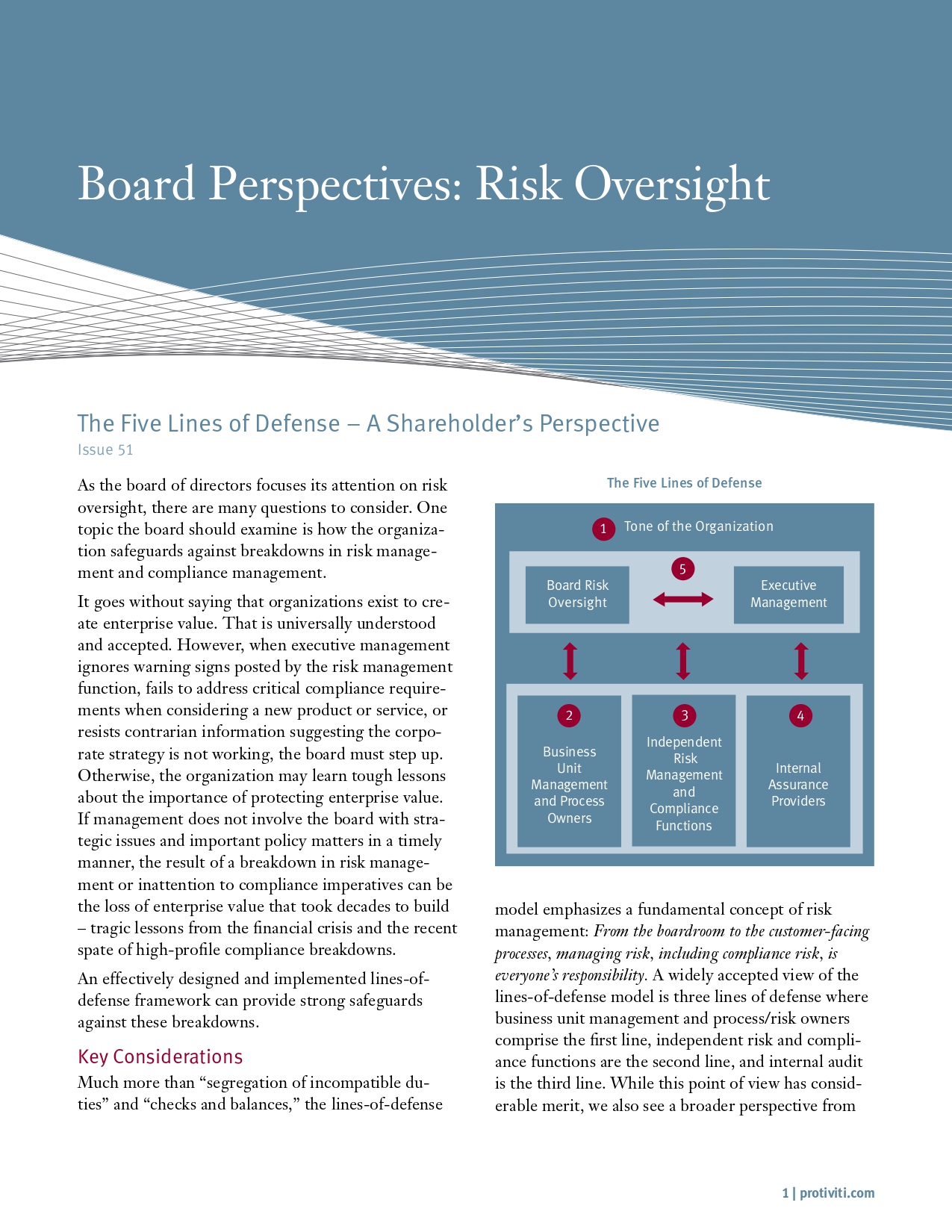 Screenshot of the first page of The Five Lines of Defense - A Shareholder’s Perspective