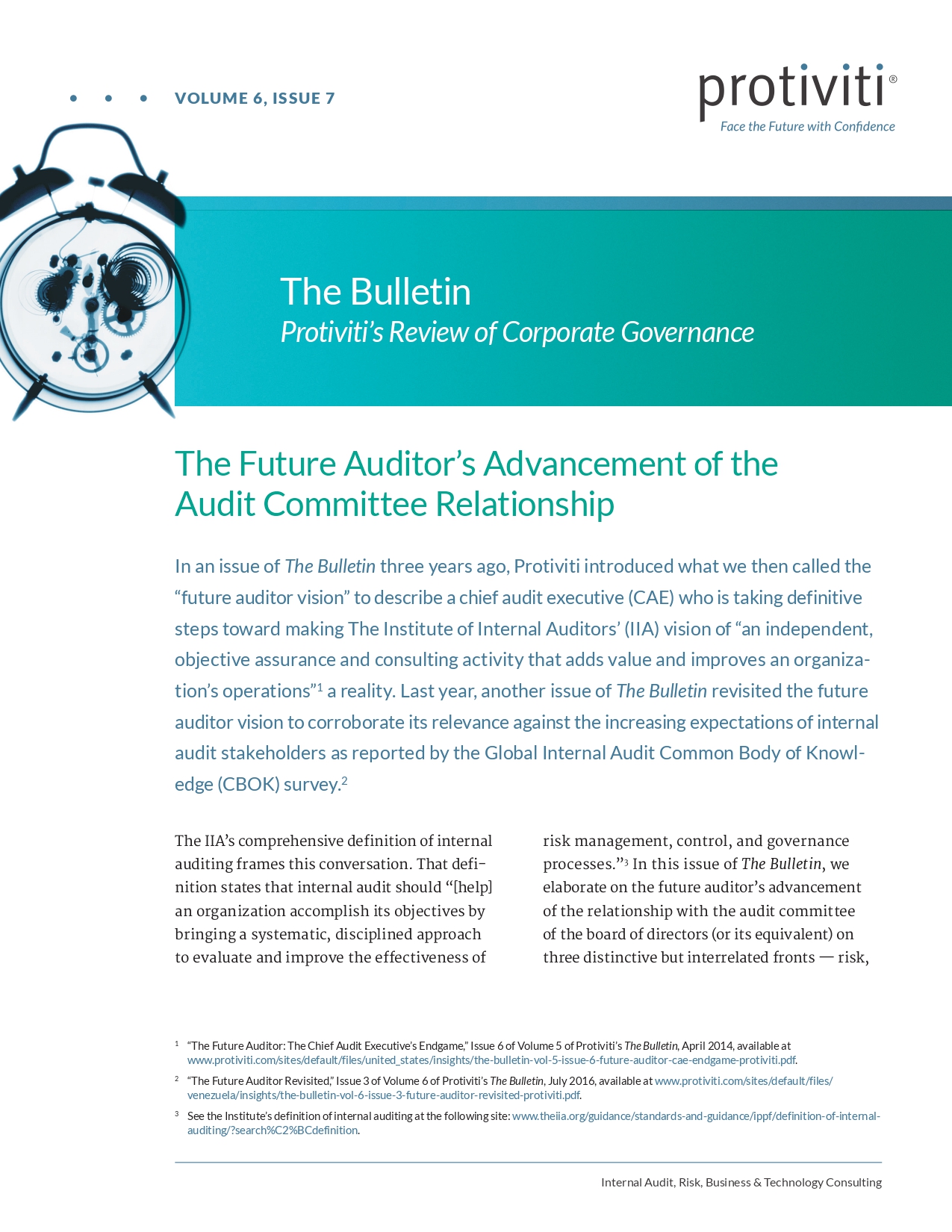 Screenshot of the first page of The Future Auditor’s Advancement of the Audit Committee Relationship