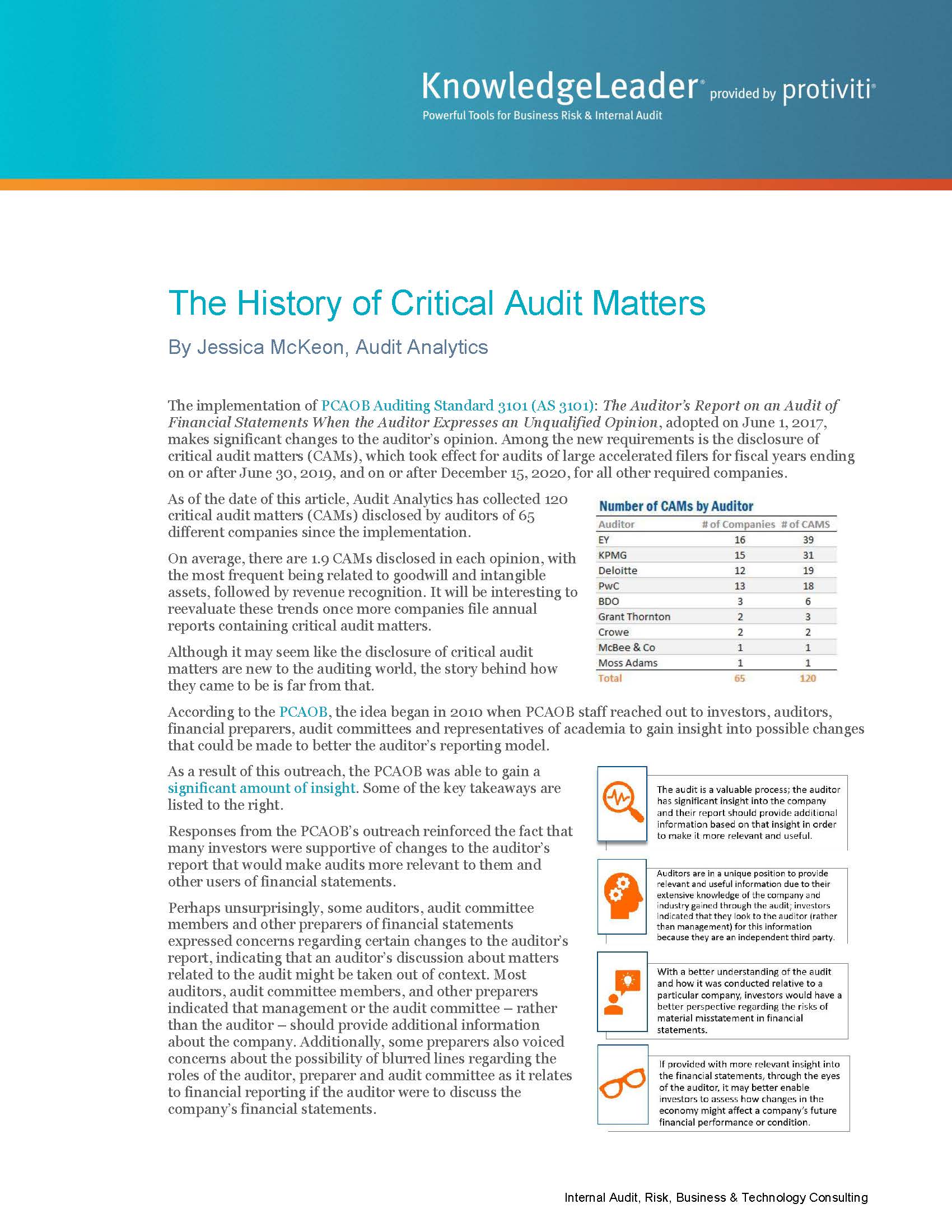 Screenshot of the first page of The History of Critical Audit Matter