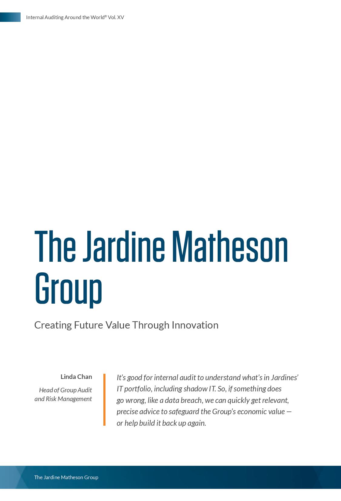 Screenshot of the first page of The Jardine Matheson Group Creating Future Value Through Innovation