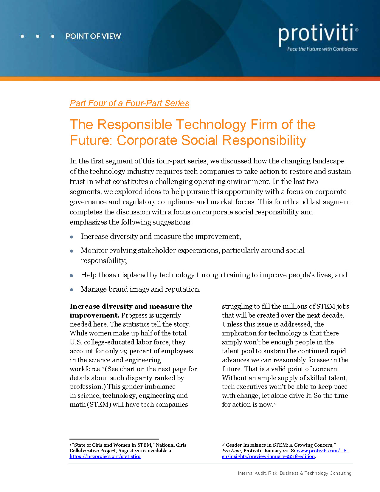 Screenshot of the first page of The Responsible Tech Firm Series Part 4 Corporate Social Responsibility