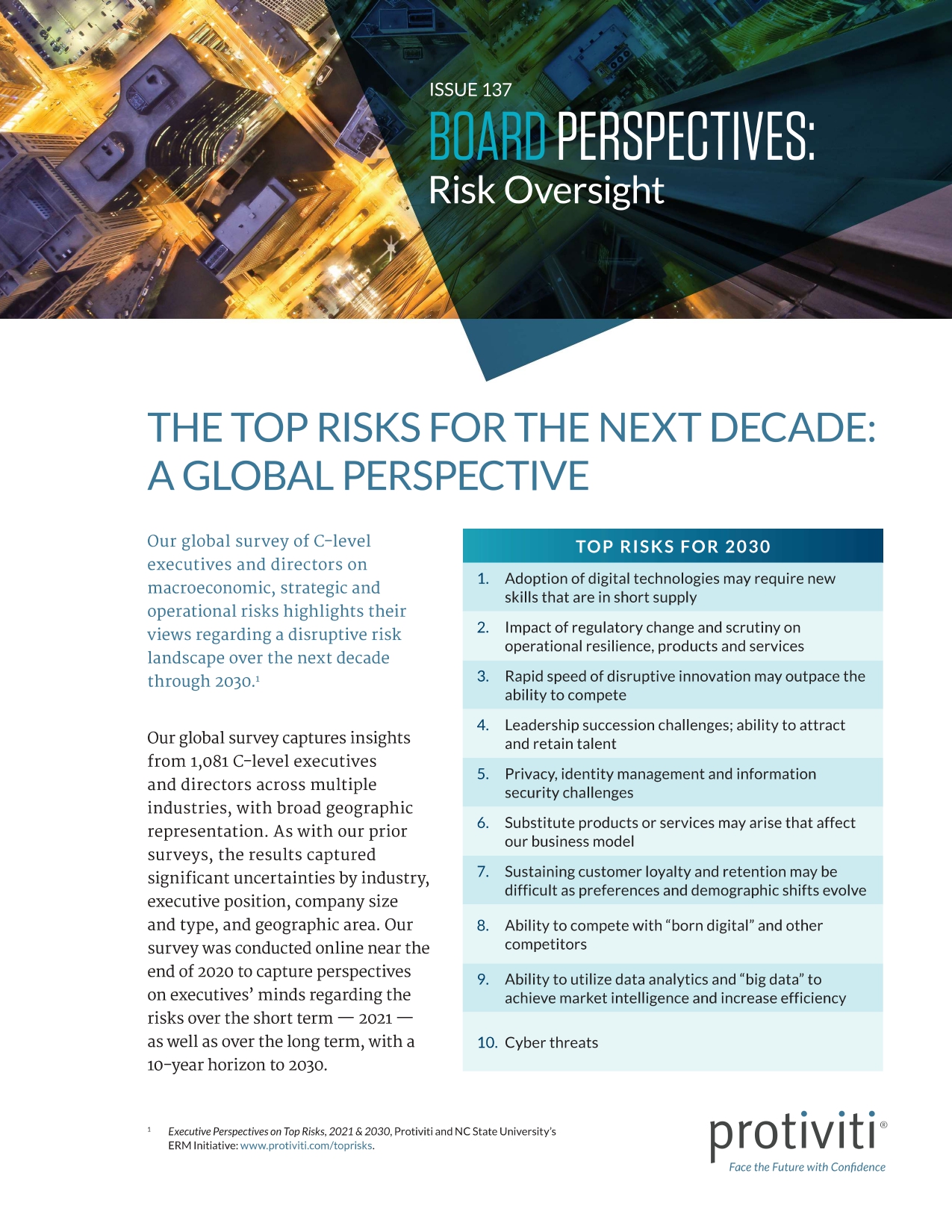 Screenshot of the first page of The Top Risks for the Next Decade A Global Perspective