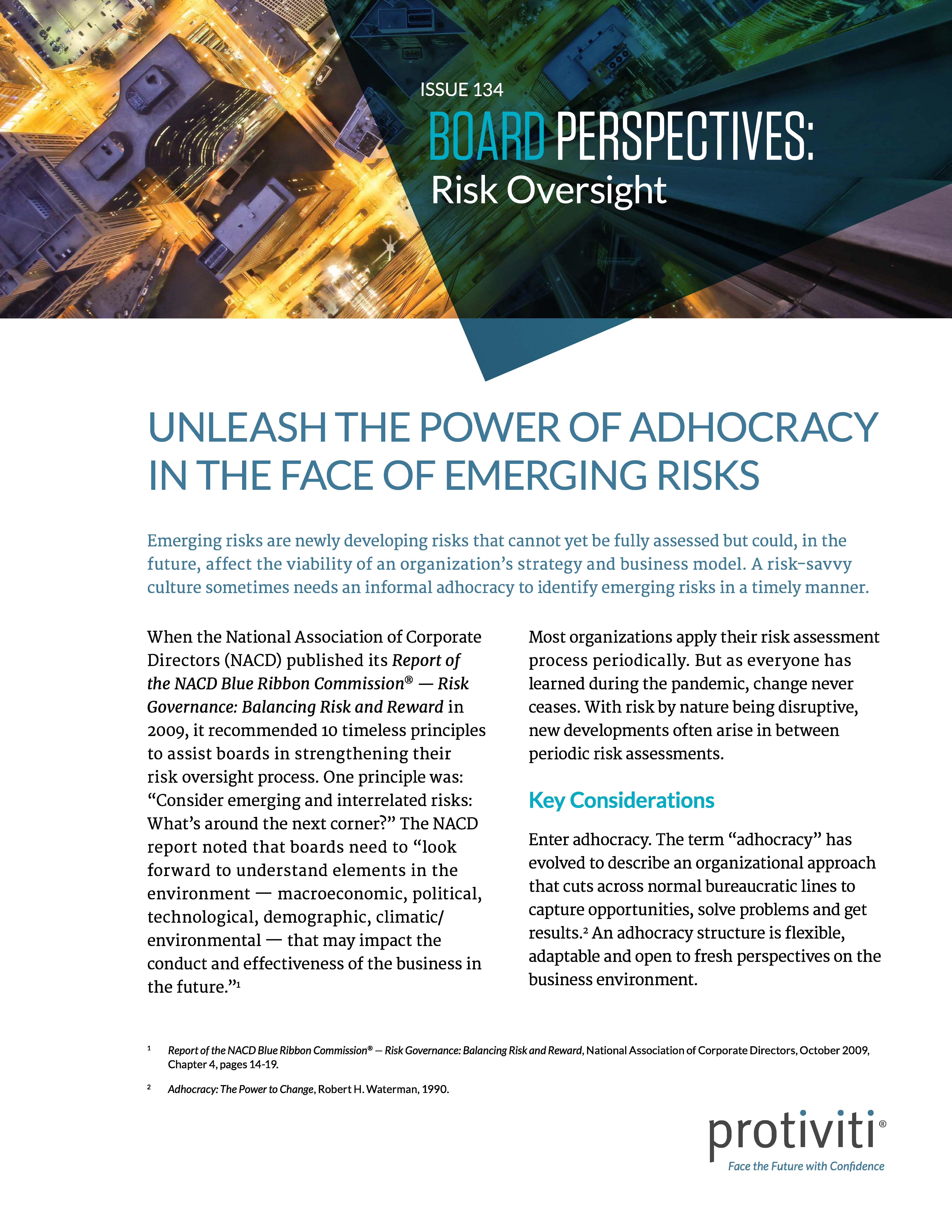 Screenshot of the first page of Unleash the Power of Adhocracy in the Face of Emergency Risks