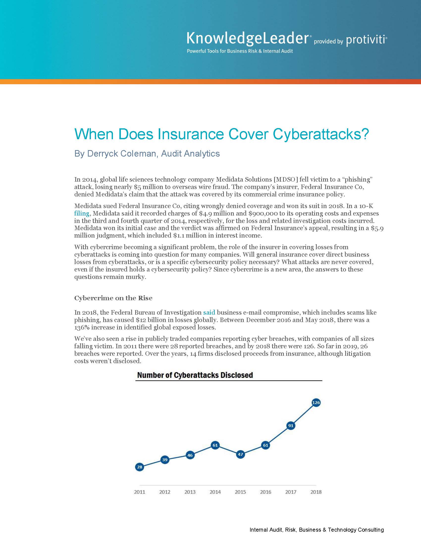 Screenshot of the first page of When Does Insurance Cover Cyberattacks?