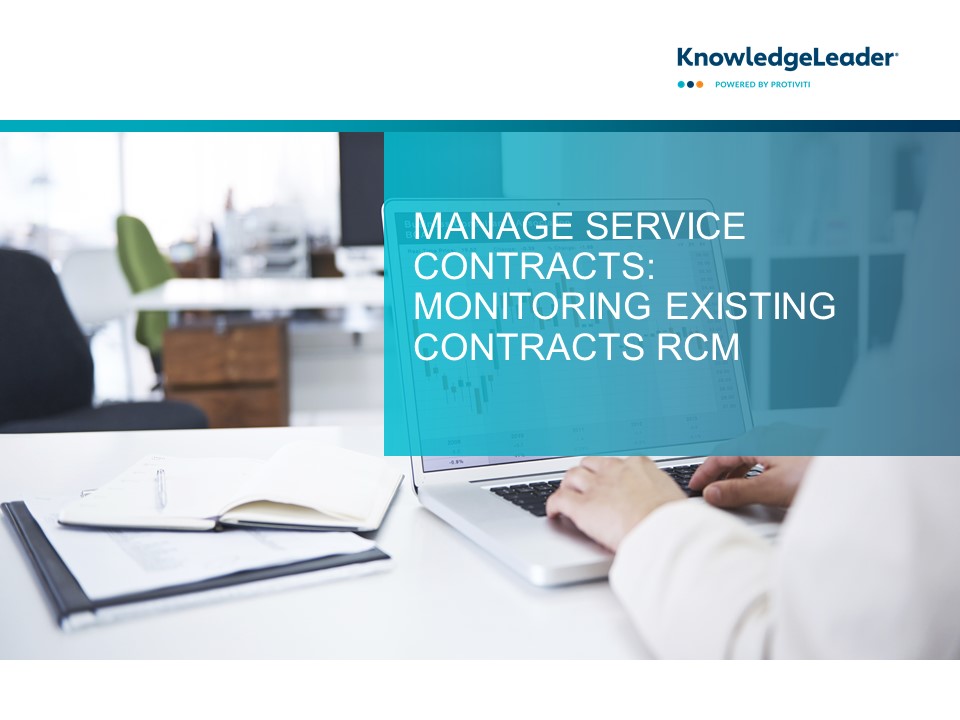 Screenshot of the first page of Manage Service Contracts: Monitoring Existing Contracts RCM