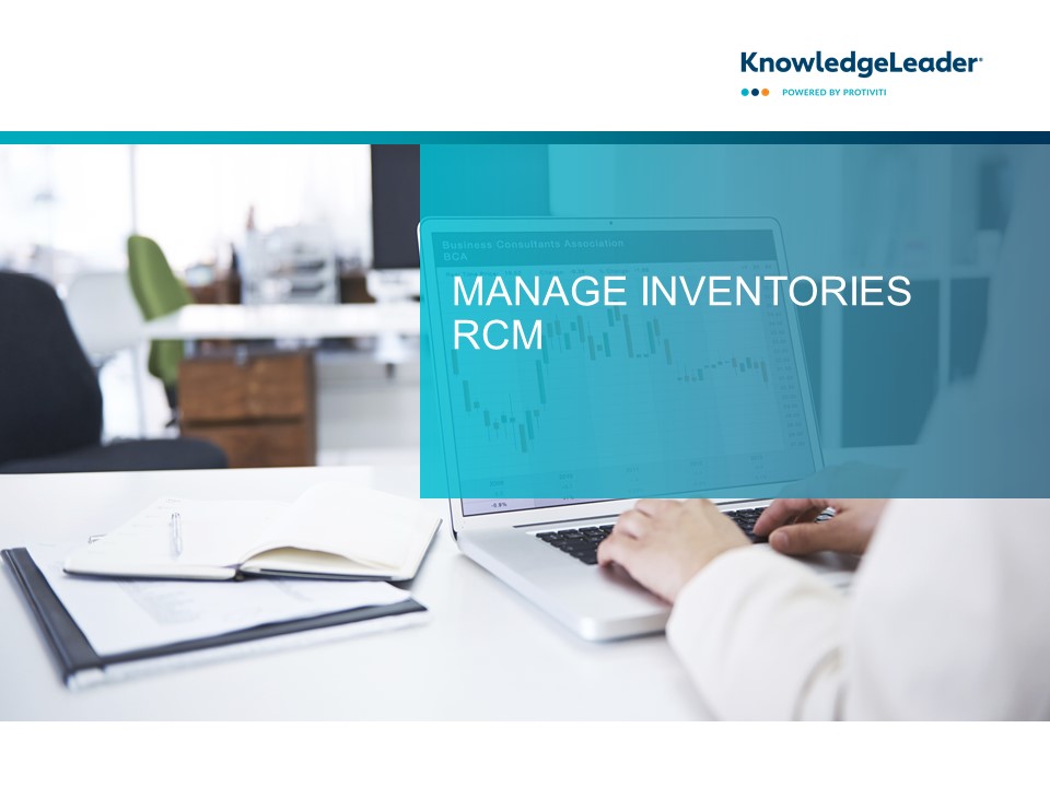 Screenshot of the first page of Manage Inventories RCM