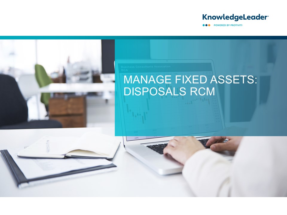 Screenshot of the first page of Manage Fixed Assets: Disposals RCM