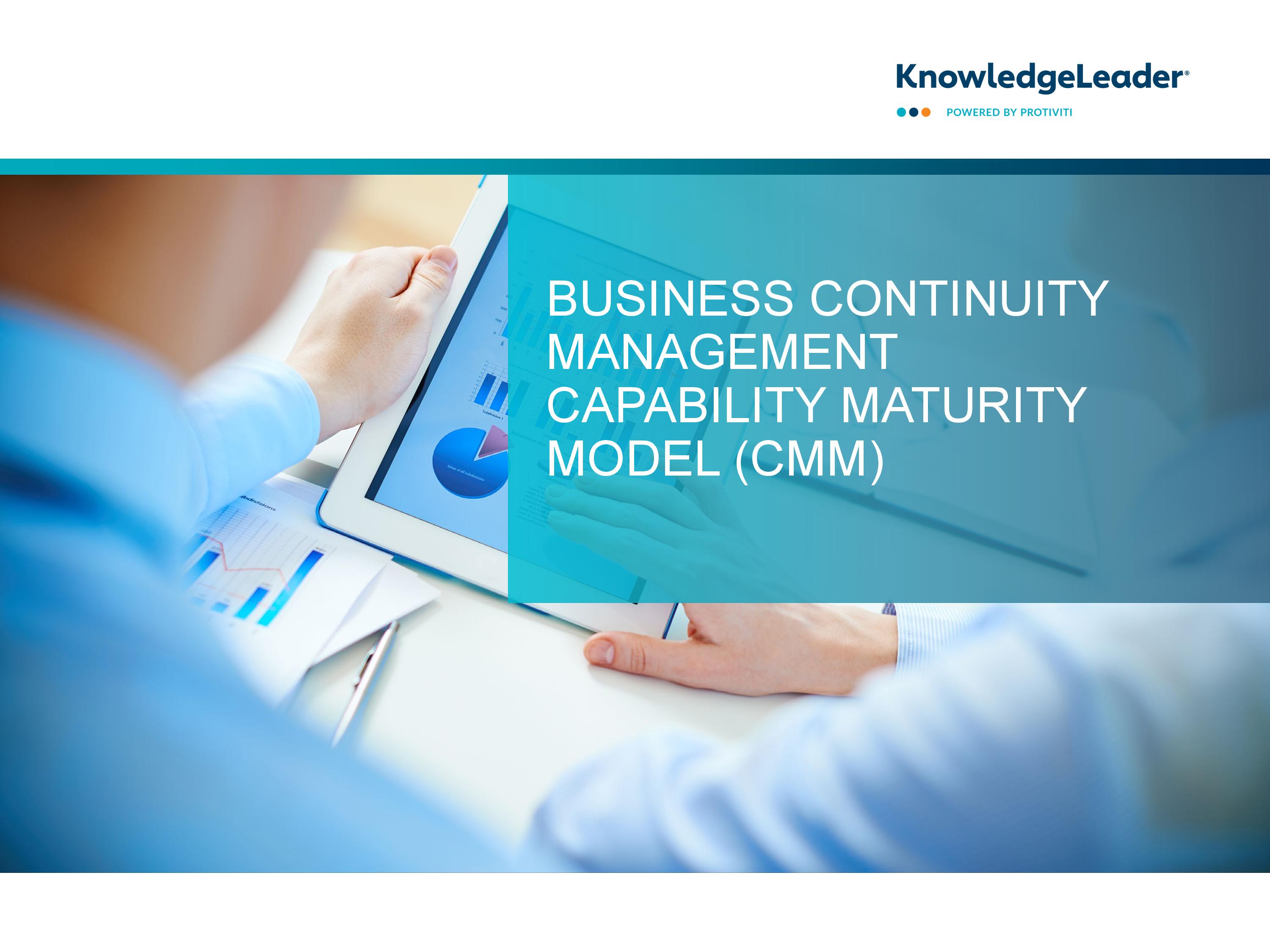 screenshot of the first page of Business Continuity Management Capability Maturity Model (CMM)