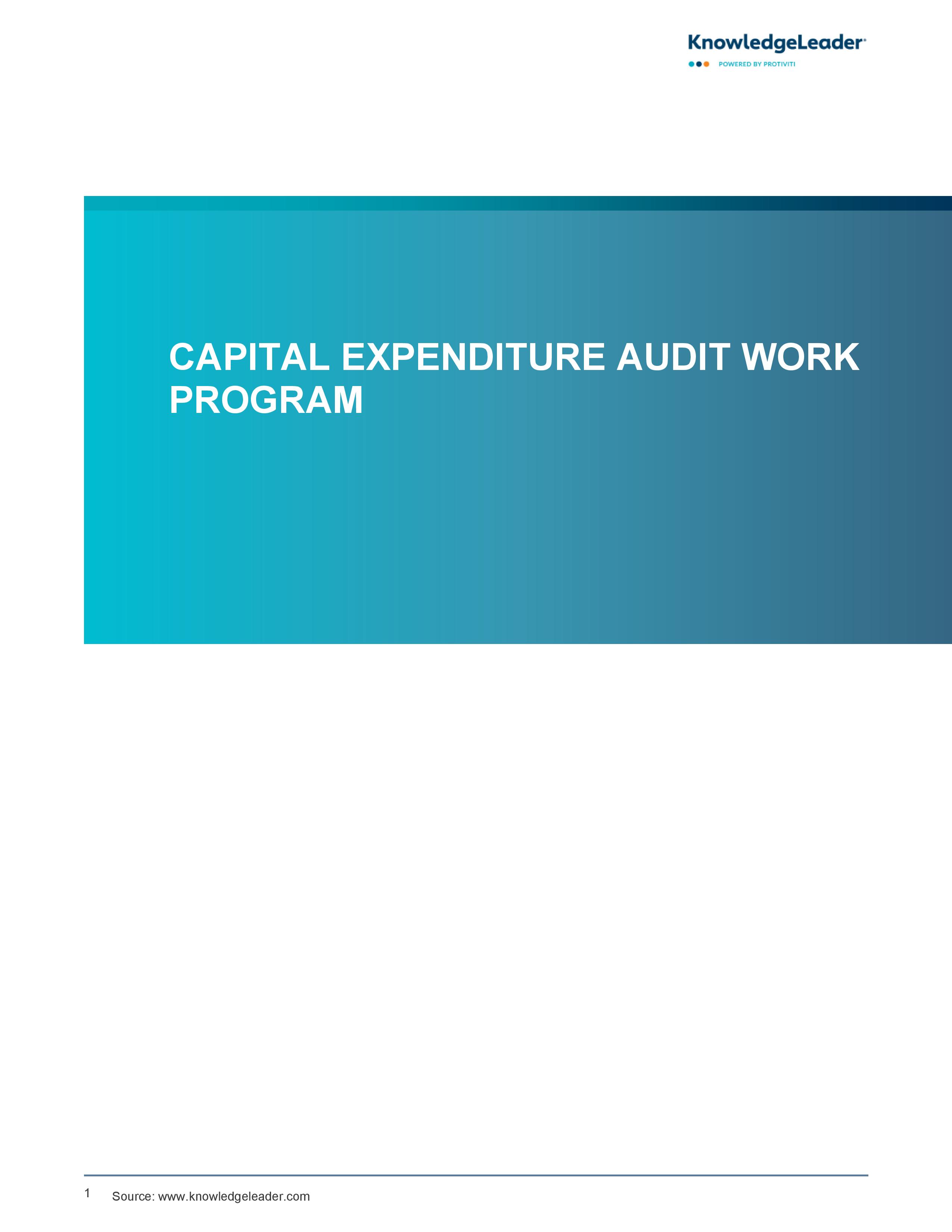 screenshot of the first page of Capital Expenditure Audit Work Program