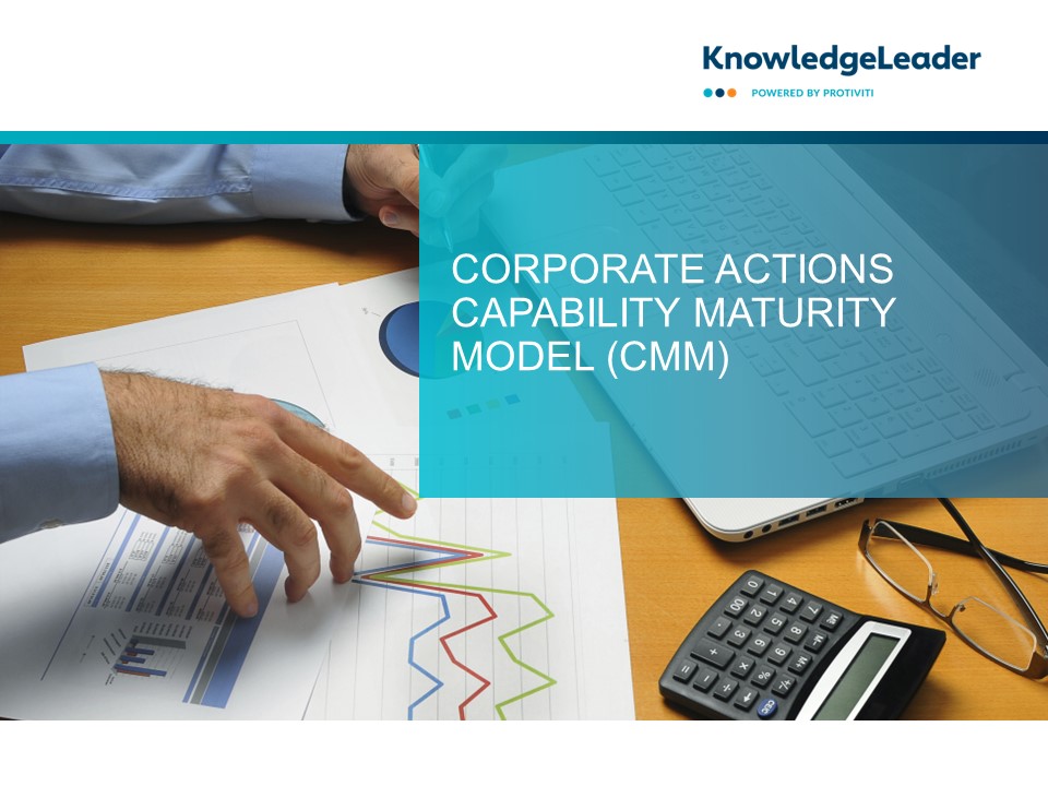 Screenshot of the first page of Corporate Actions Capability Maturity Model (CMM)