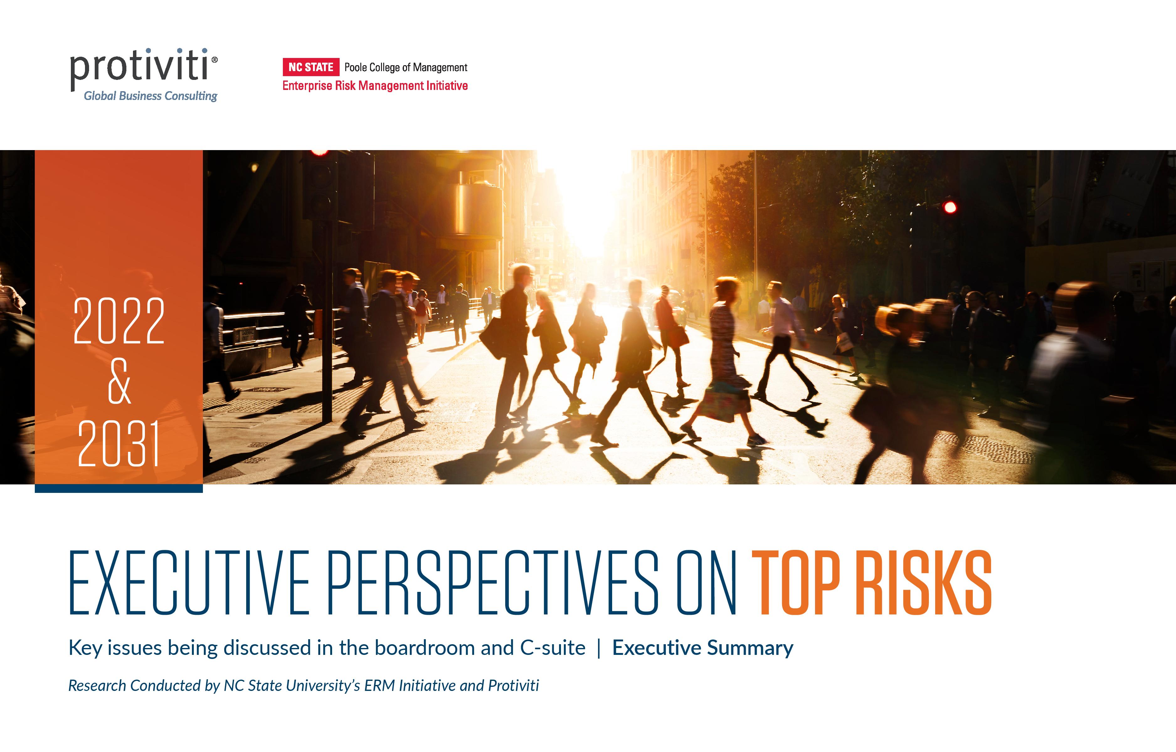 screenshot of the first page of Executive Perspectives on Top Risks in 2022 And 2031 Survey