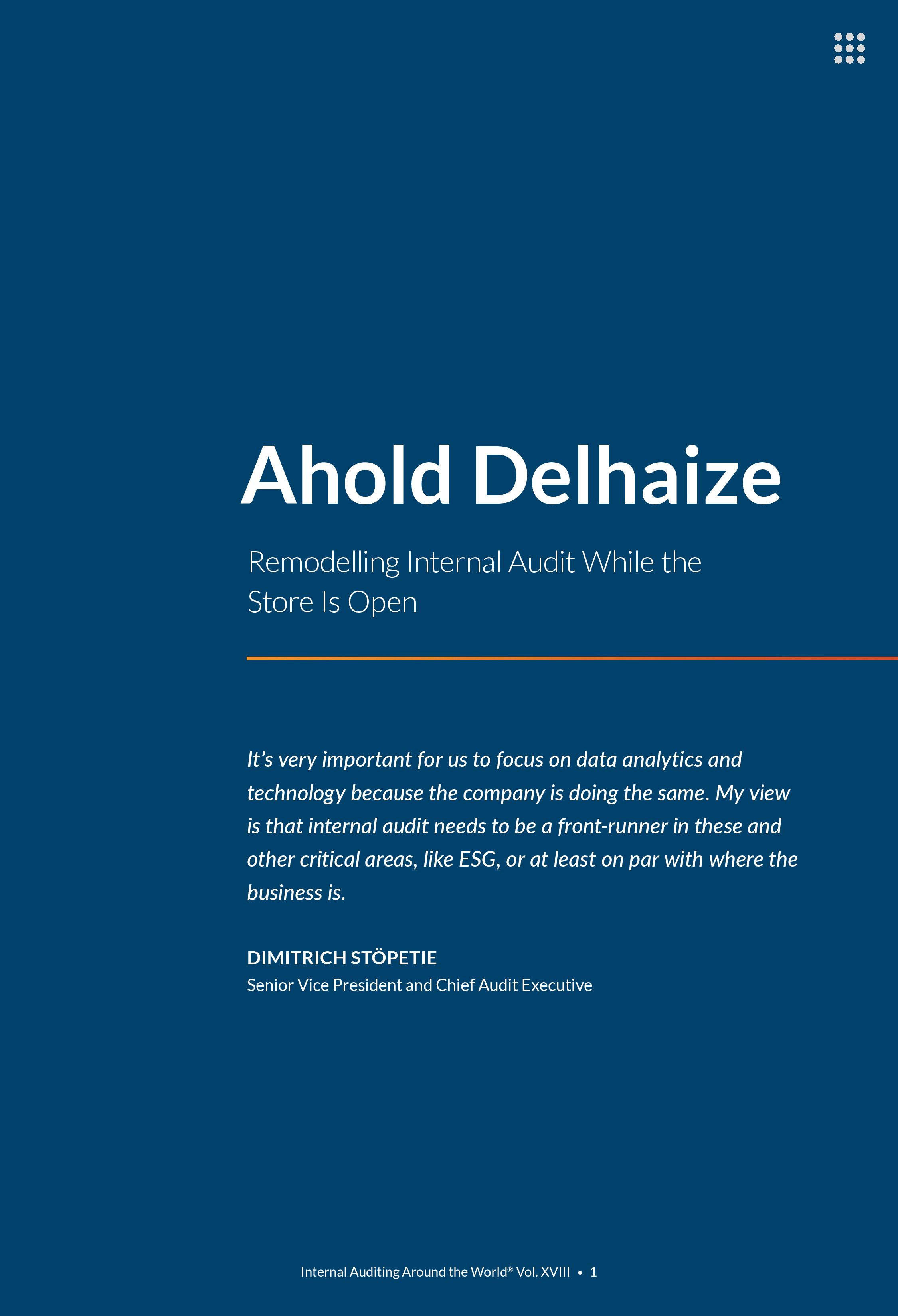 screenshot of the first page of Ahold Delhaize