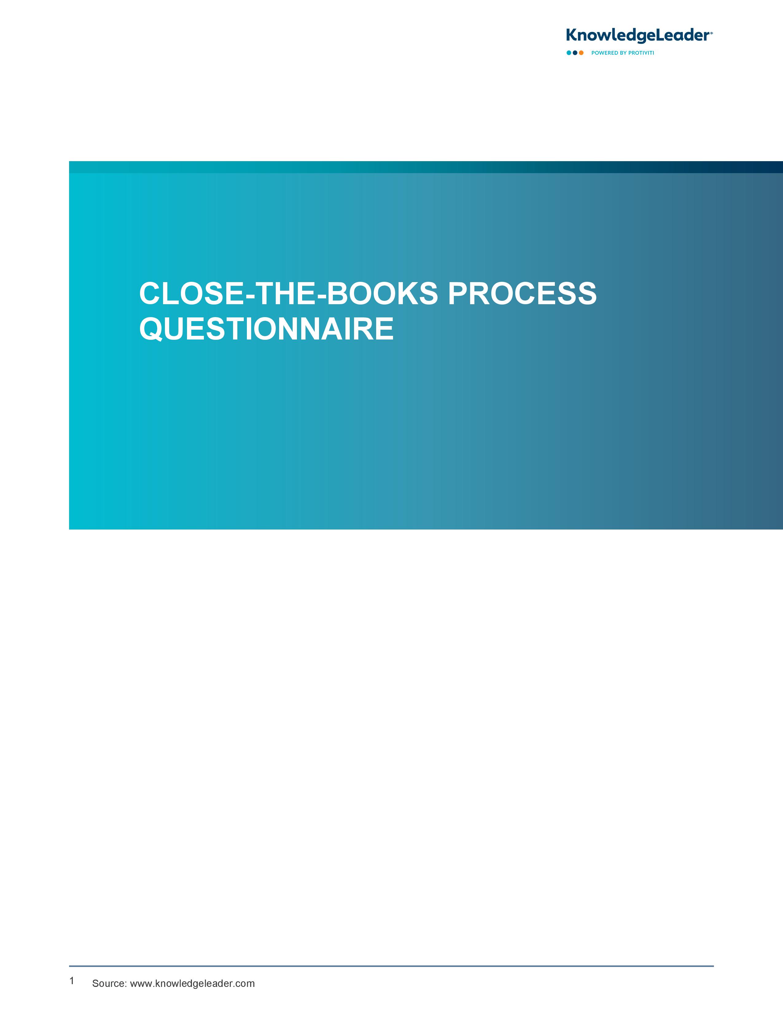 screenshot of the first page of Close-the-Books Process Questionnaire