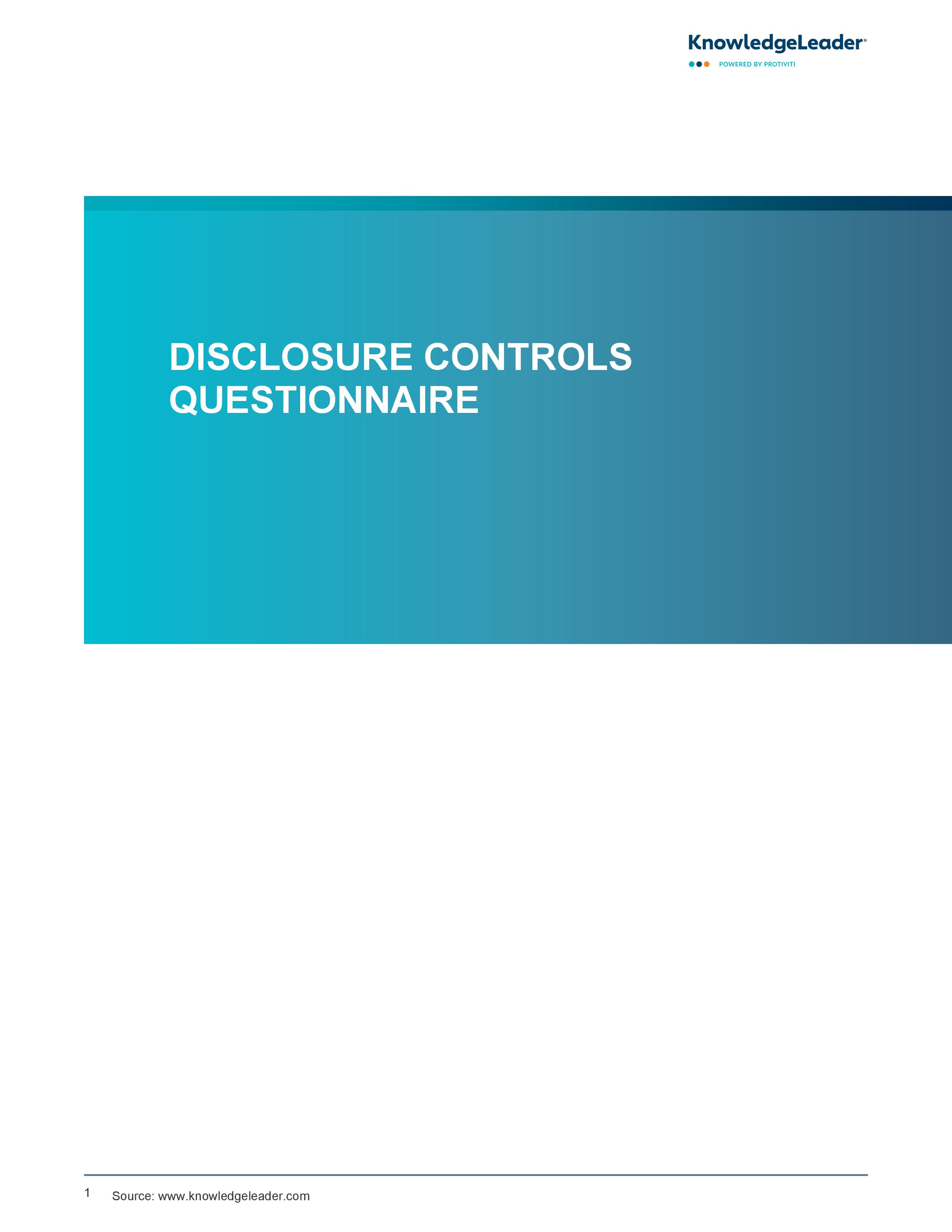 screenshot of the first page of Disclosure Controls Questionnaire