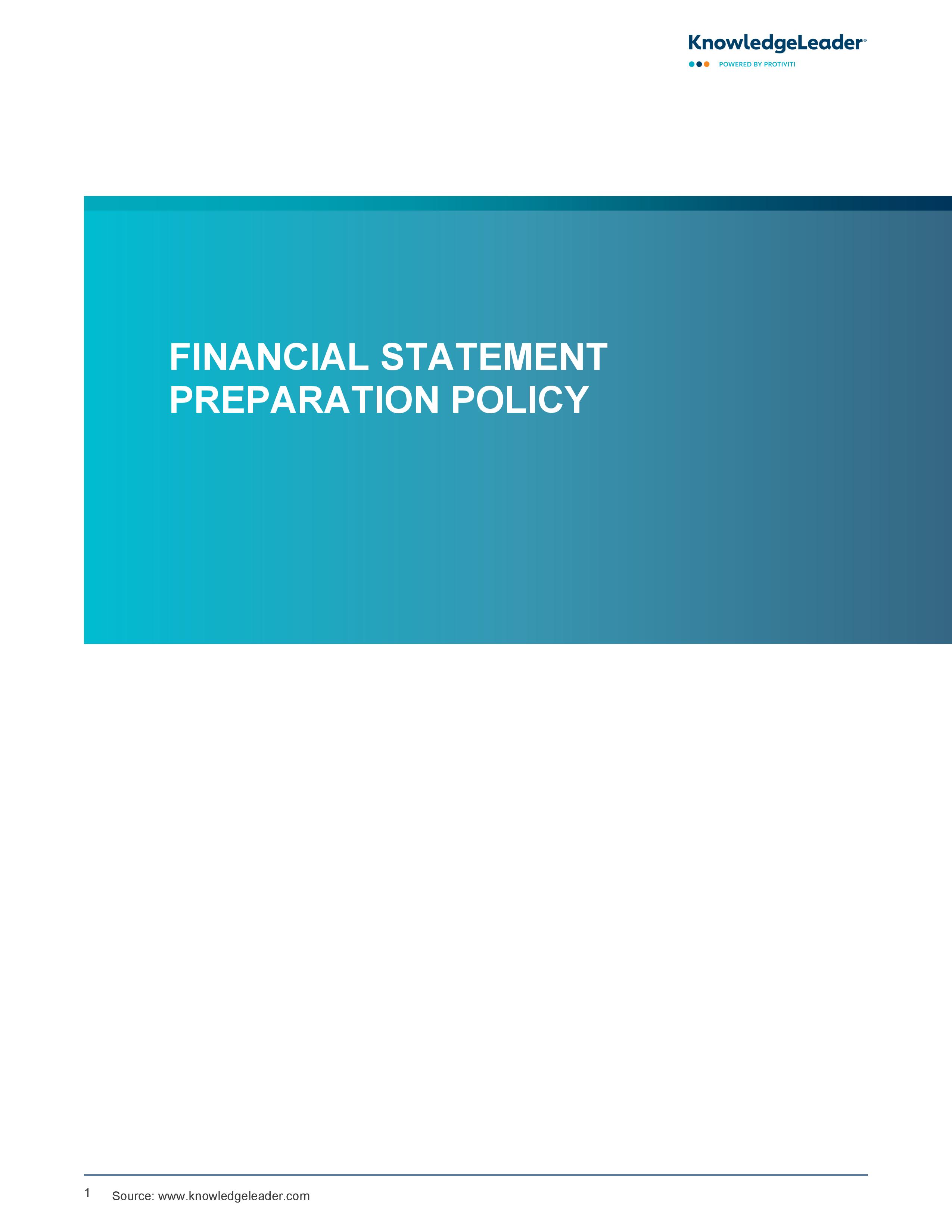 screenshot of the first page of Financial Statement Preparation Policy    