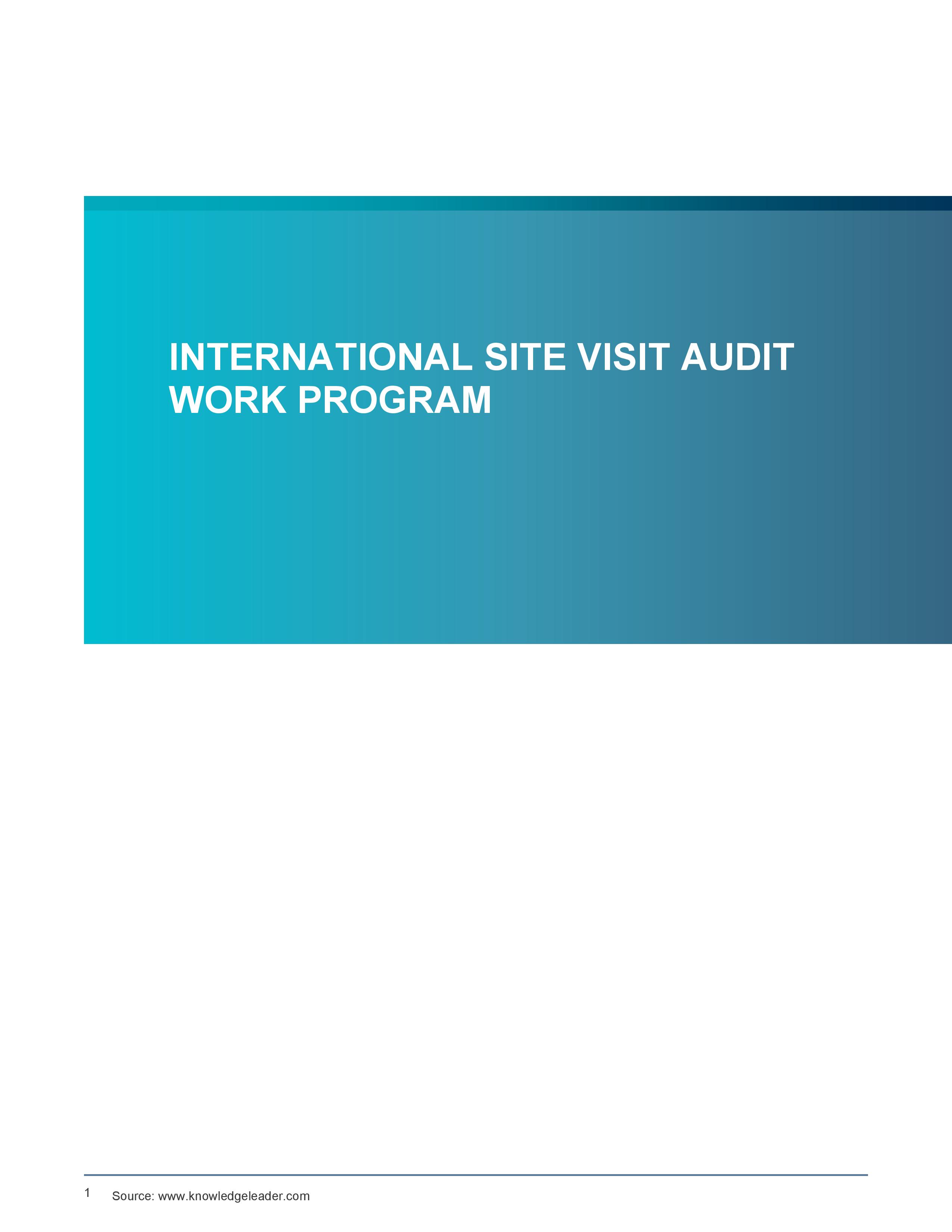 Screenshot of the First Page of International Site Visit Audit Work Program