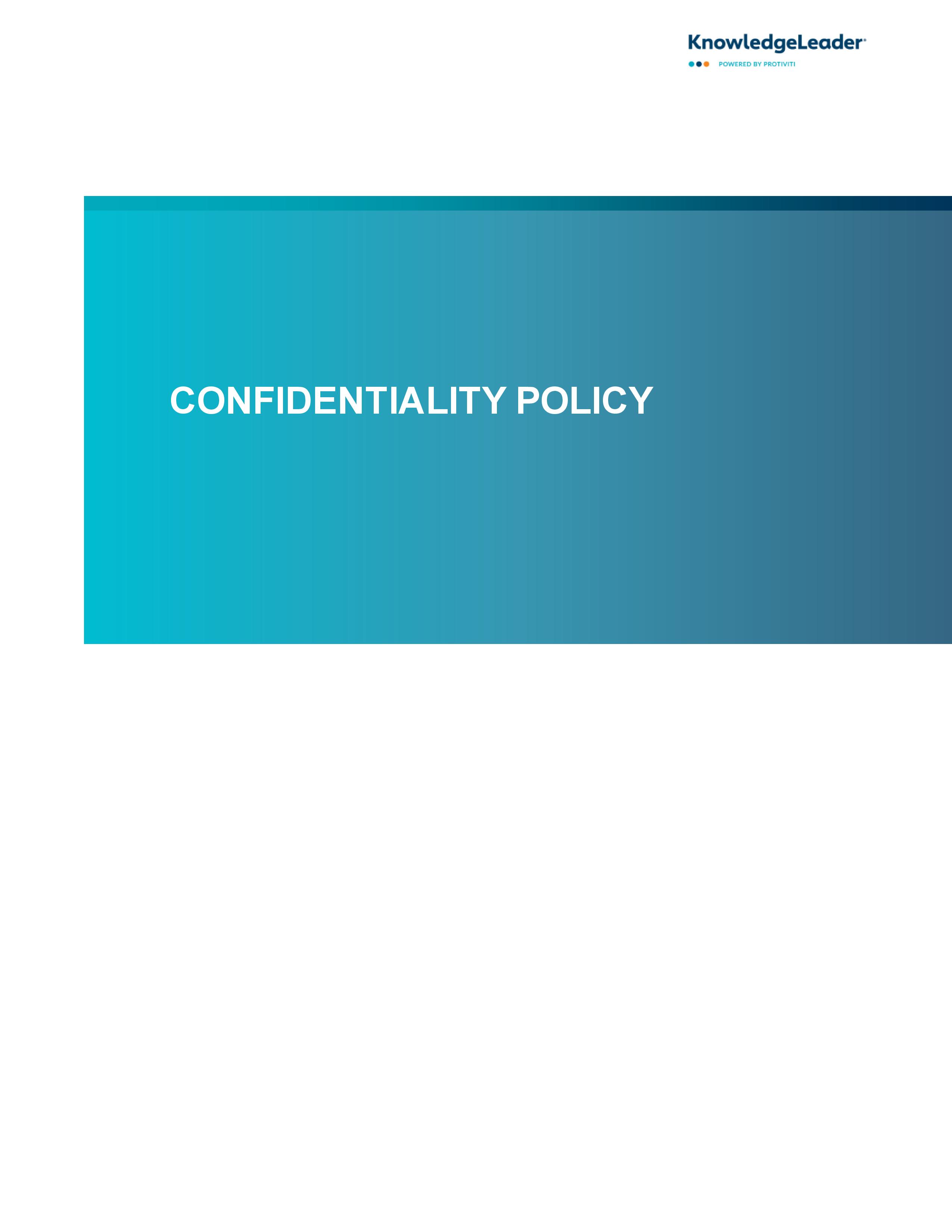 Screenshot of the first page of Confidentiality Policy