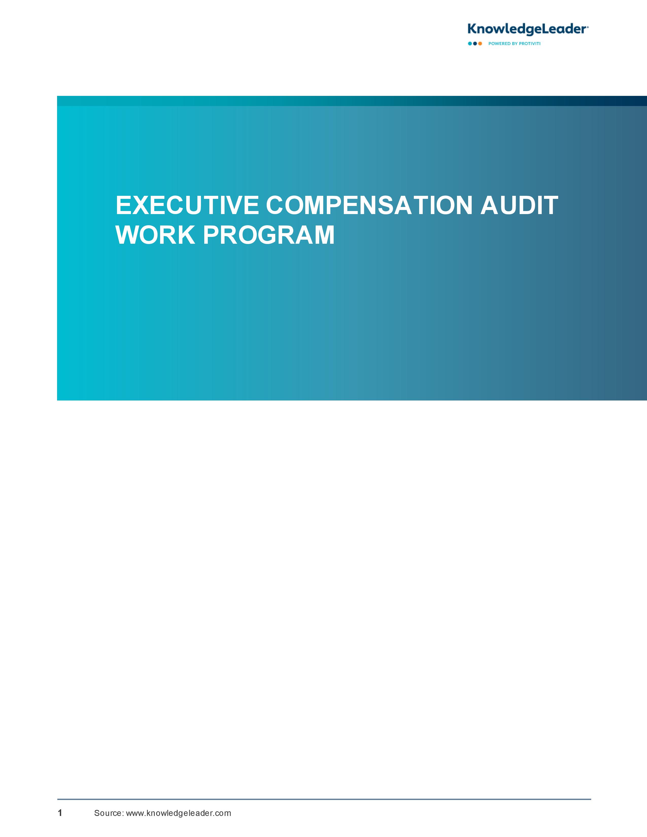 Screenshot of the first page of Executive Compensation Audit Work Program