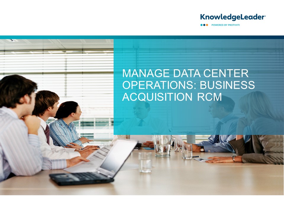 Screenshot of the first page of Manage Data Center Operations Business Acquisition RCM