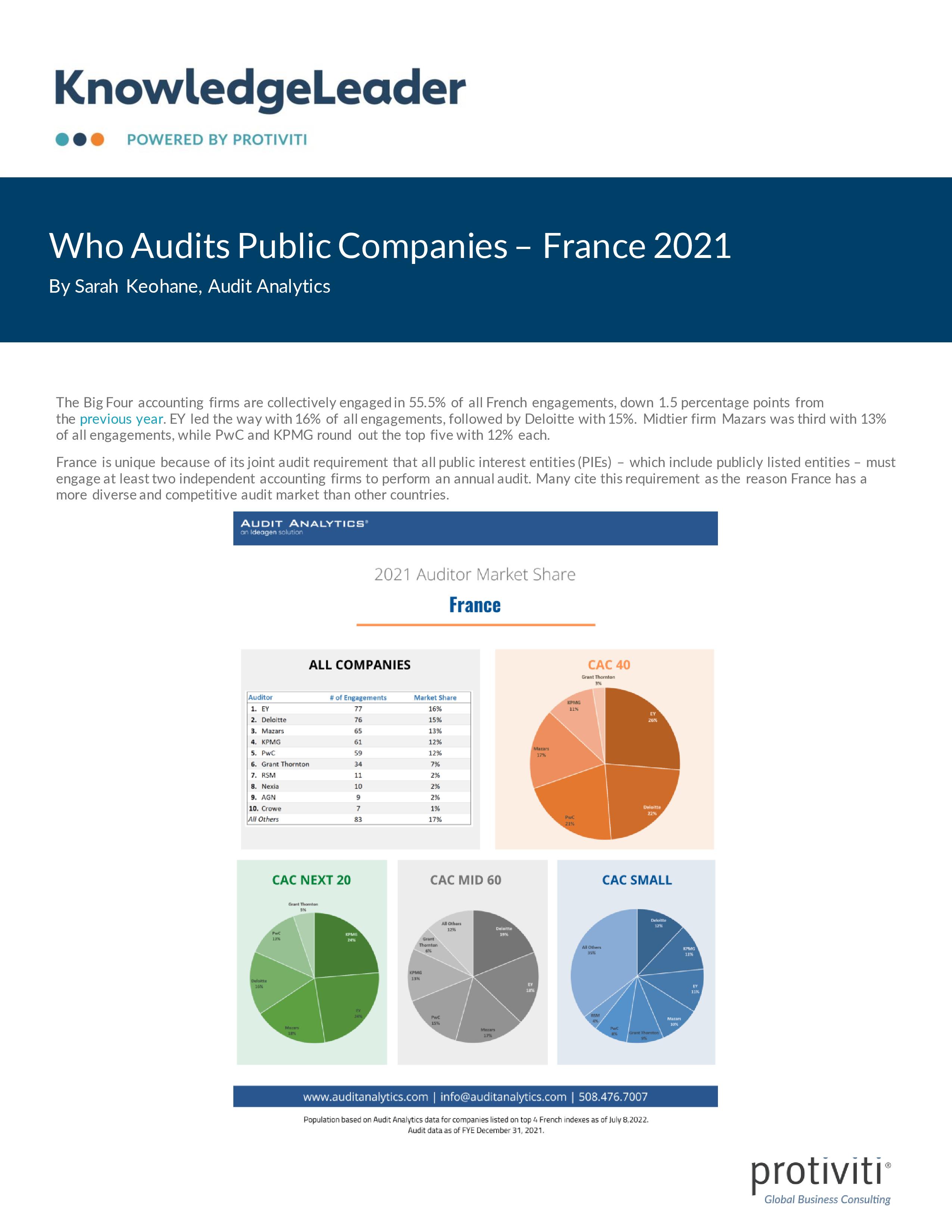 Screenshot of the first page of Who Audits Public Companies â__ France 2021