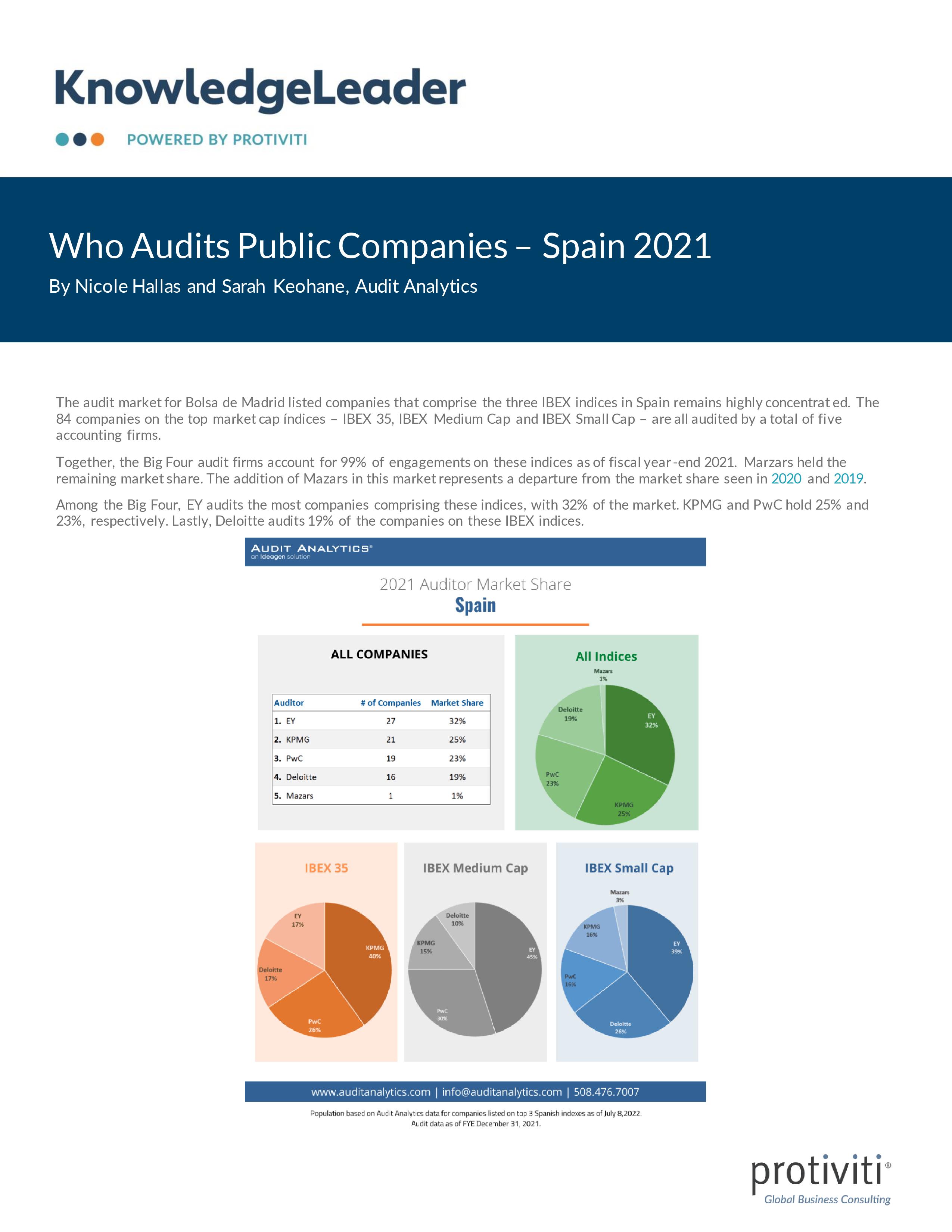 Screenshot of the first page of Who Audits Public Companies â__ Spain 2021