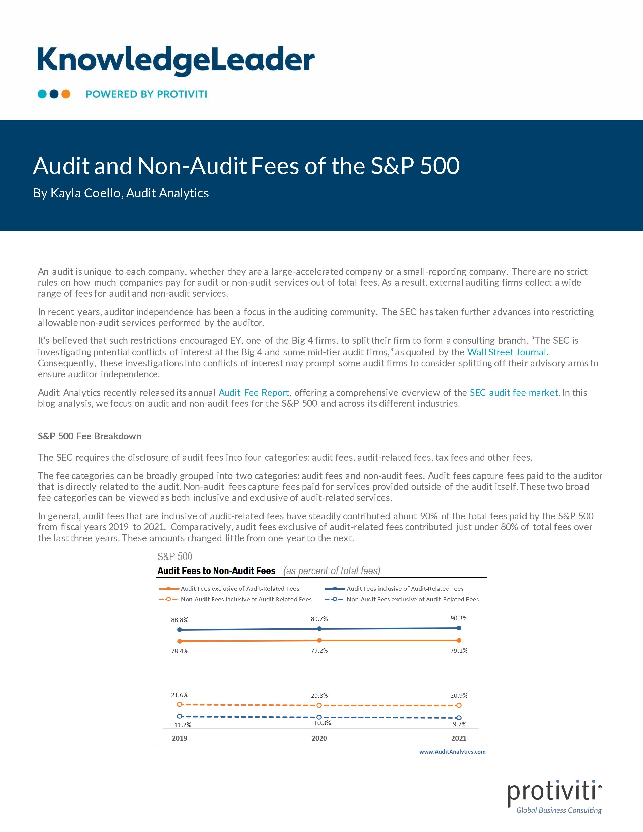 Screenshot of the First Page of Audit and Non-Audit Fees of the S&P 500