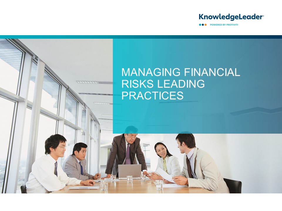Screenshot of the first page of Managing Financial Risks Leading Practices