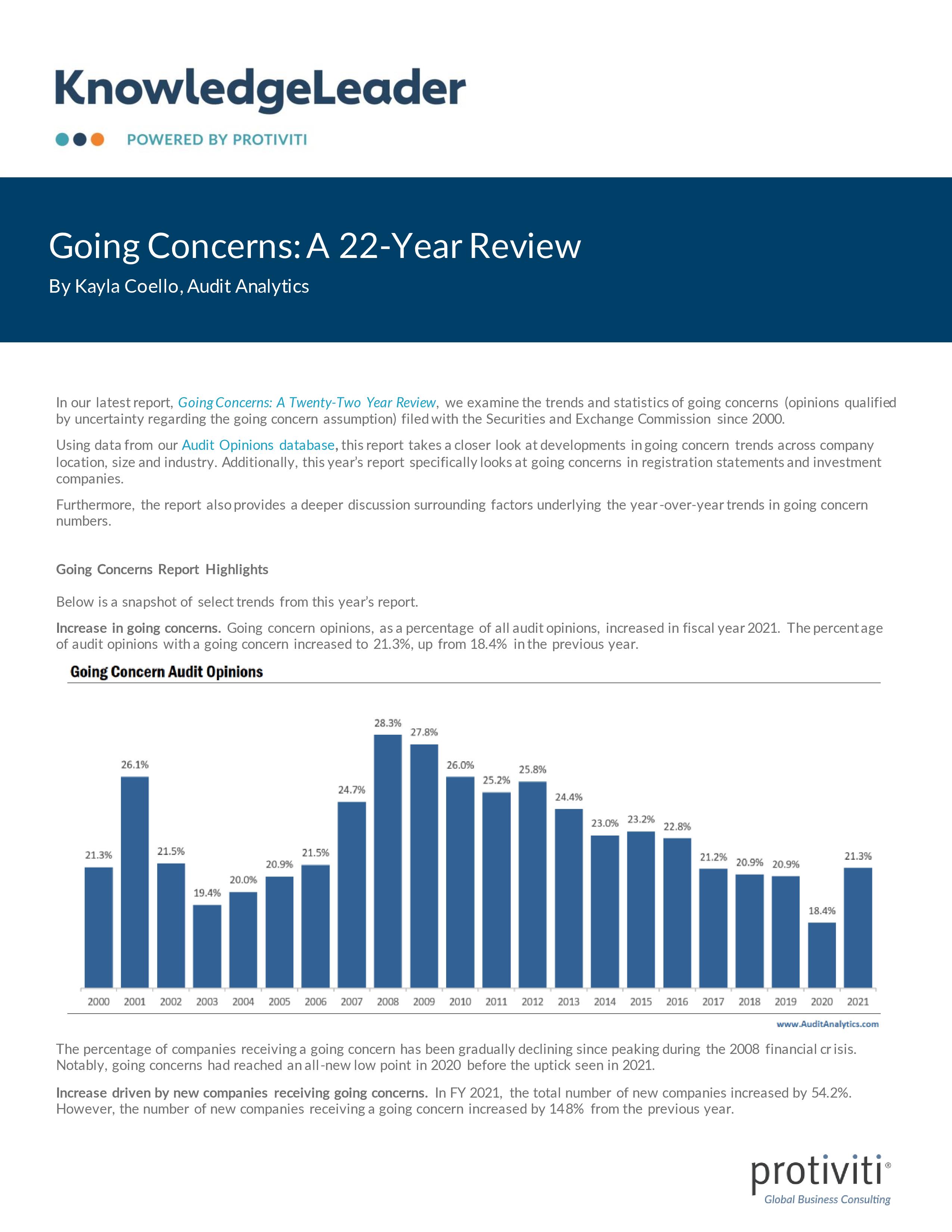 Screenshot of the first page of Going Concerns A 22-Year Review