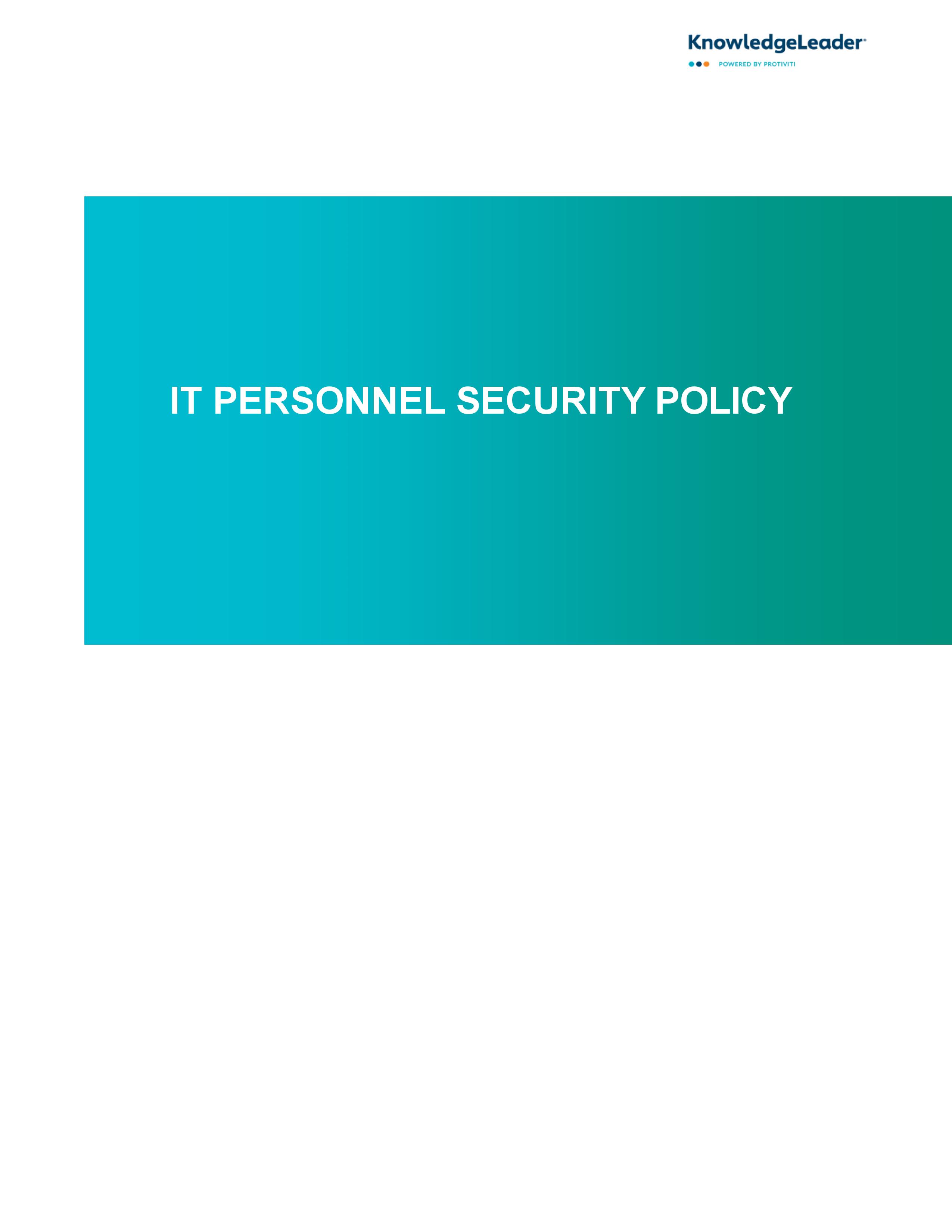 Screenshot of the first page of IT Personnel Security Policy