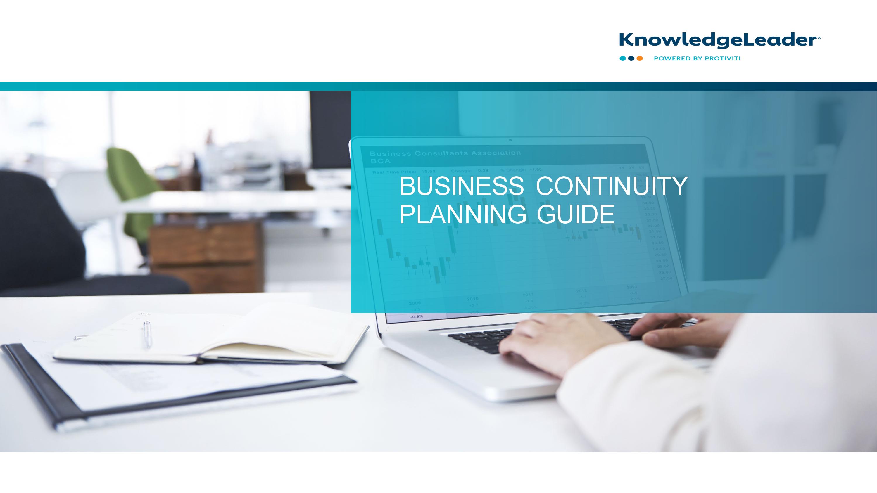 screenshot of the first page of Business Continuity Planning Guide