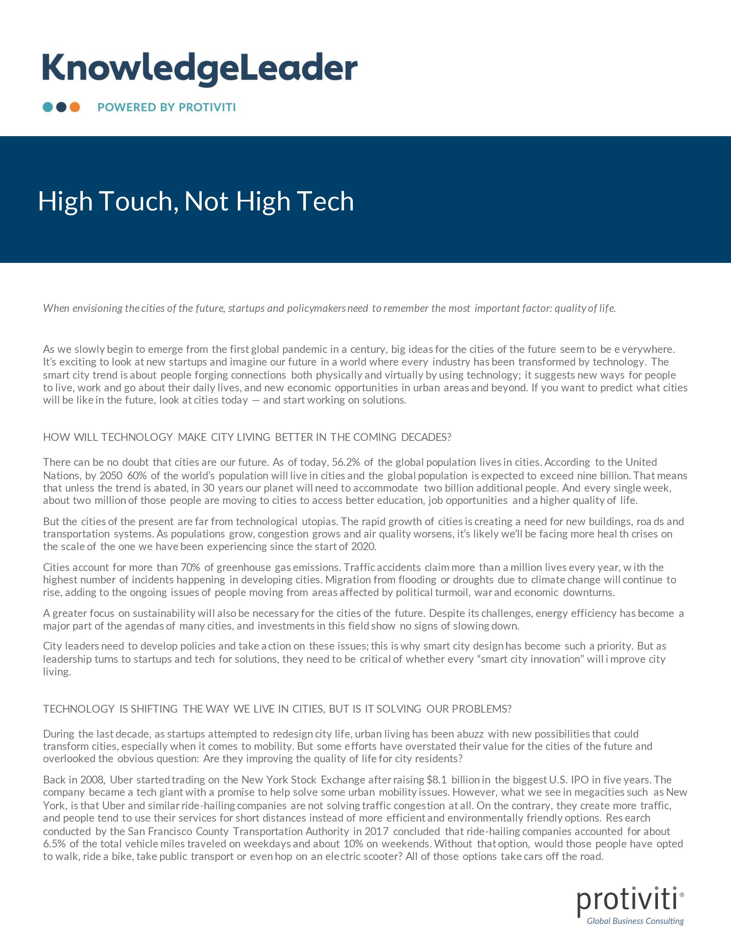 Screenshot of the first page of High Touch, Not High Tech