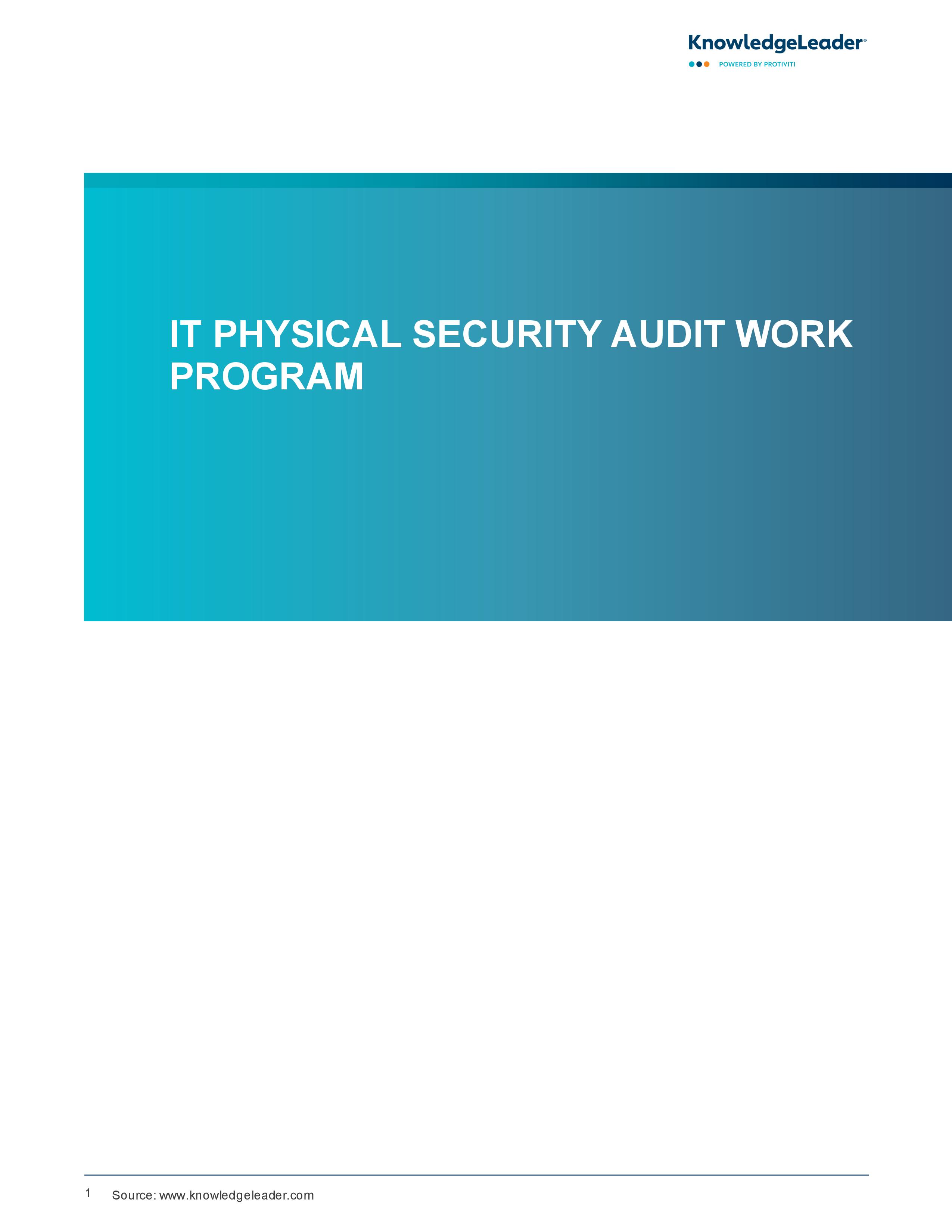 screenshot of the first page of IT Physical Security Audit Work Program