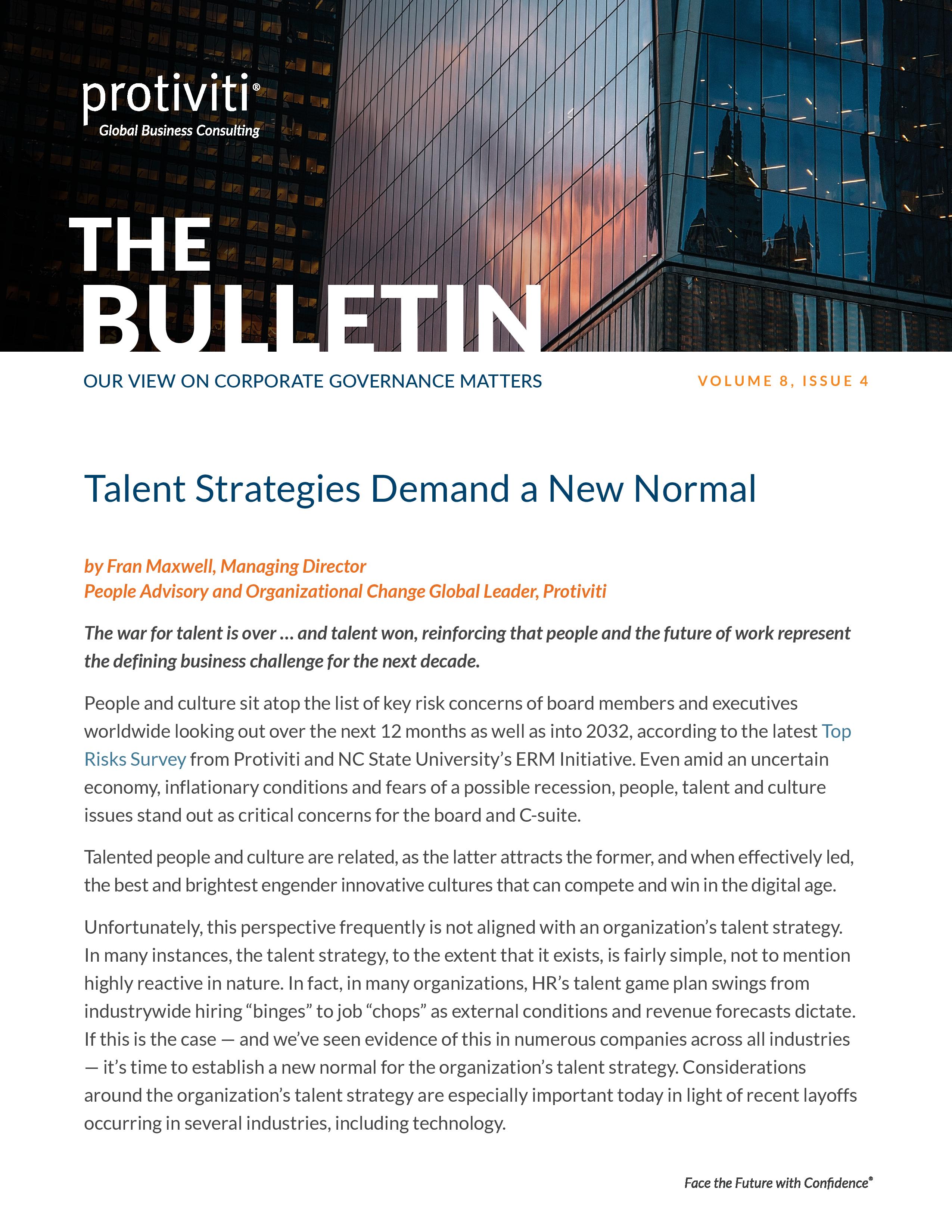 screenshot of the first page of Talent Strategies Demand a New Normal