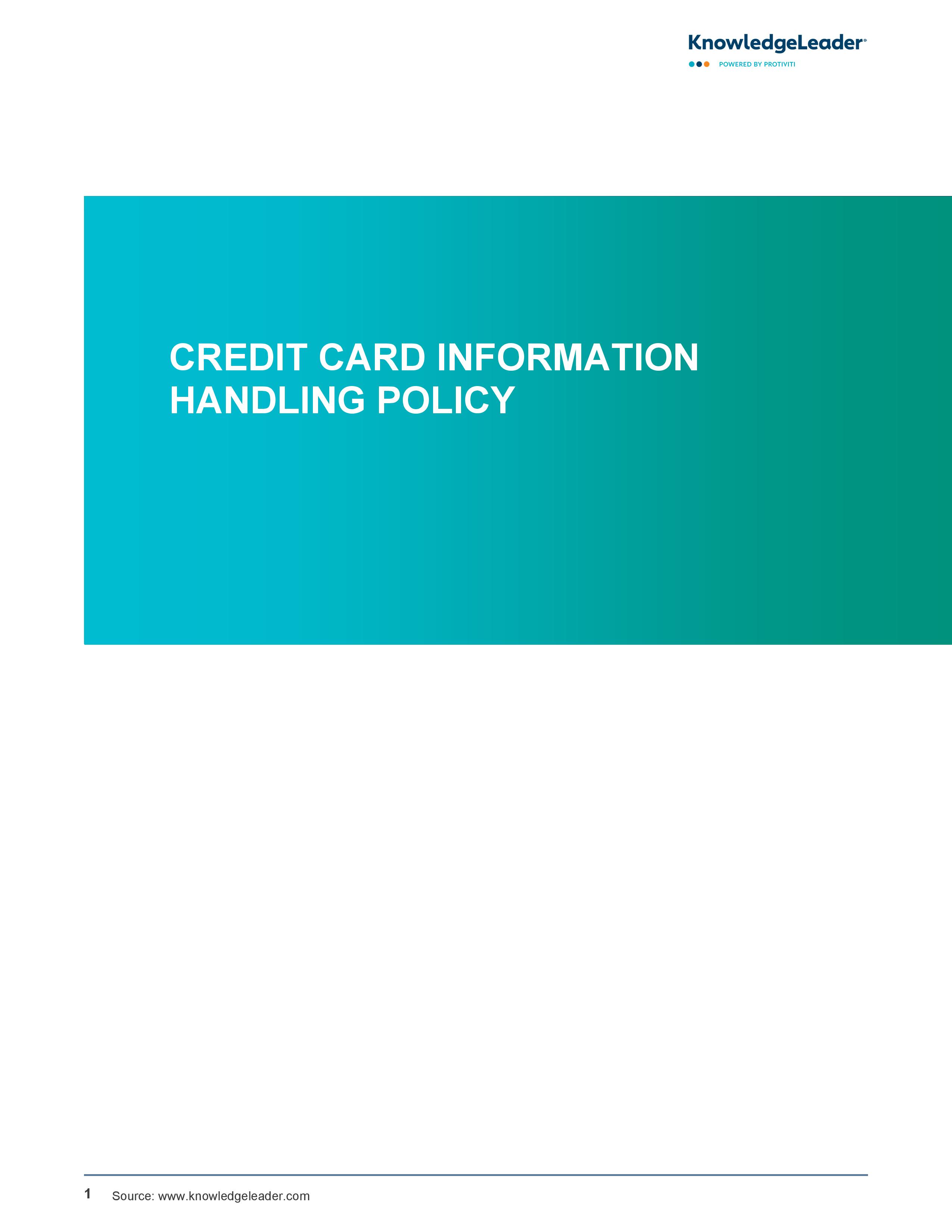 Screenshot of the first page of Credit Card Information Handling Policy