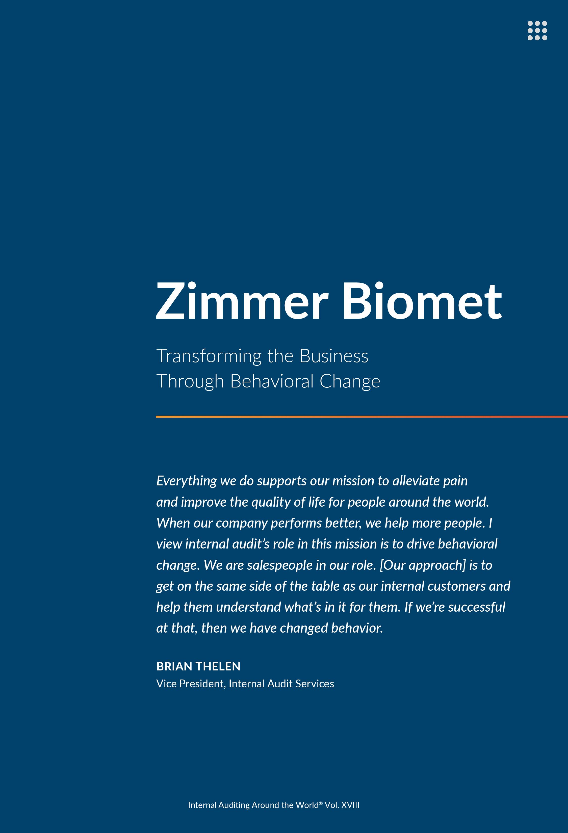 Screenshot of the first page of Zimmer Biomet