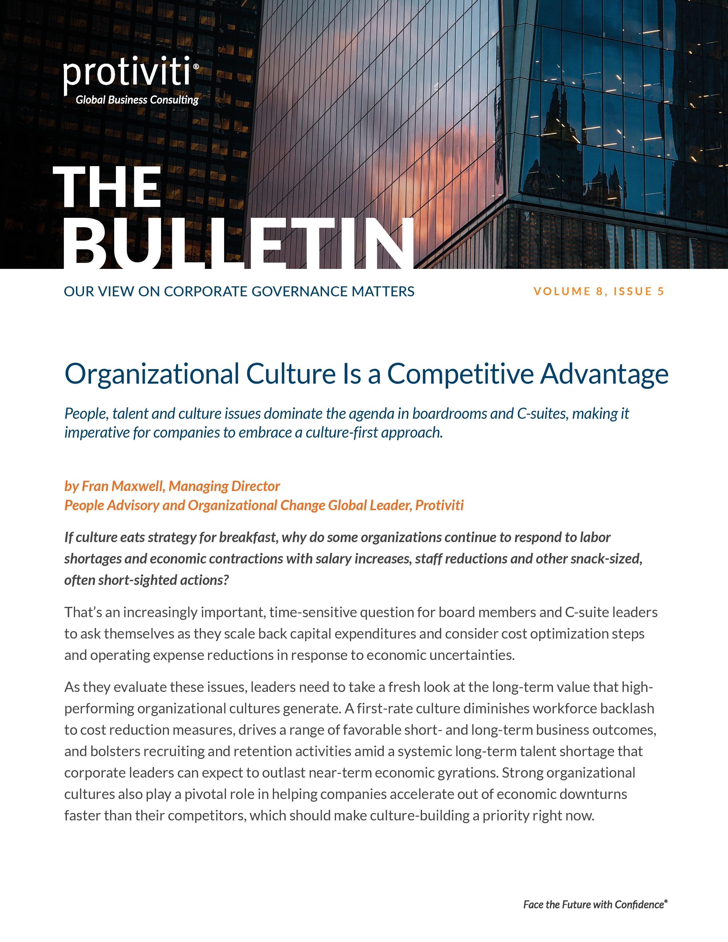 Screenshot of the first page of Organizational Culture Is a Competitive Advantage