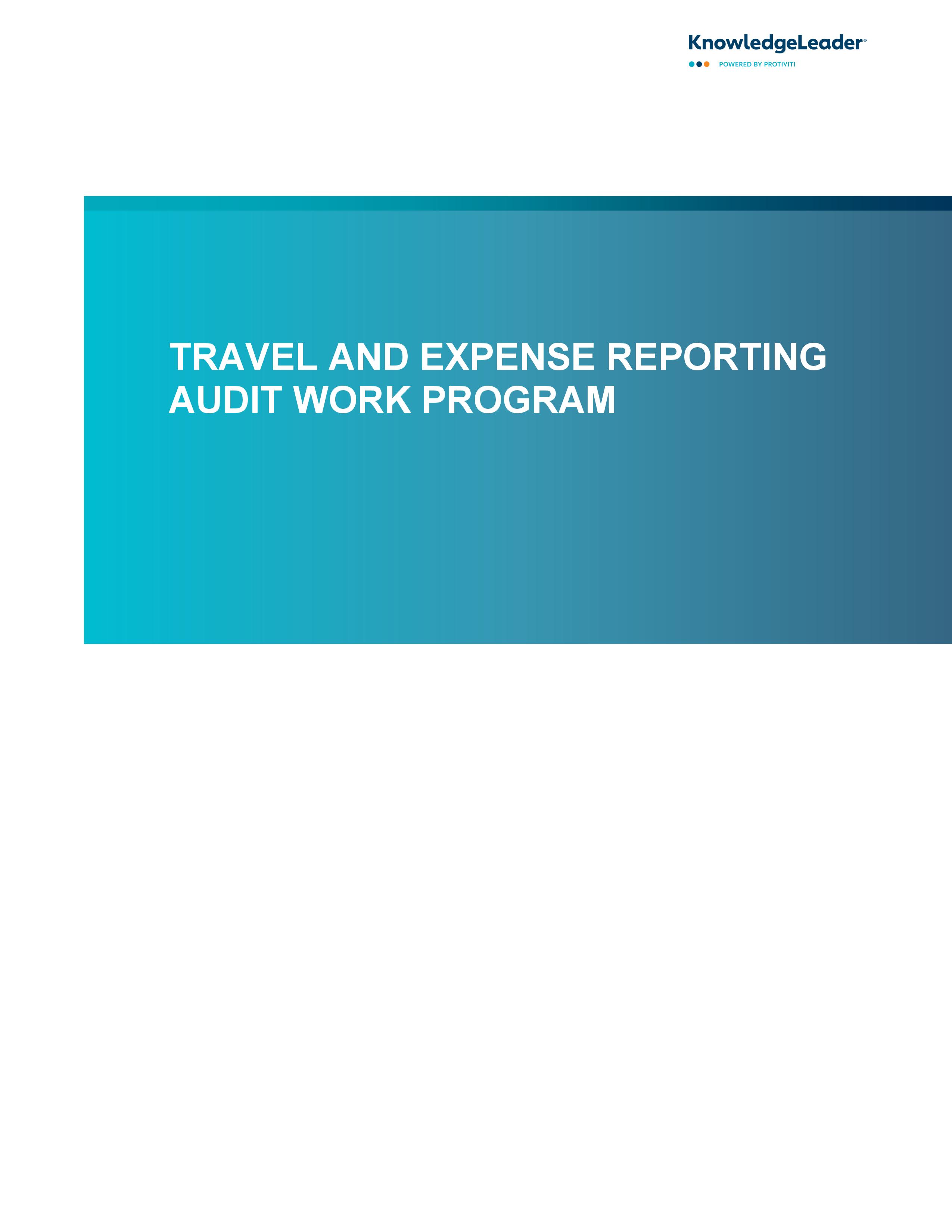 Screenshot of the first page of Travel and Expense Reporting Audit Work Program