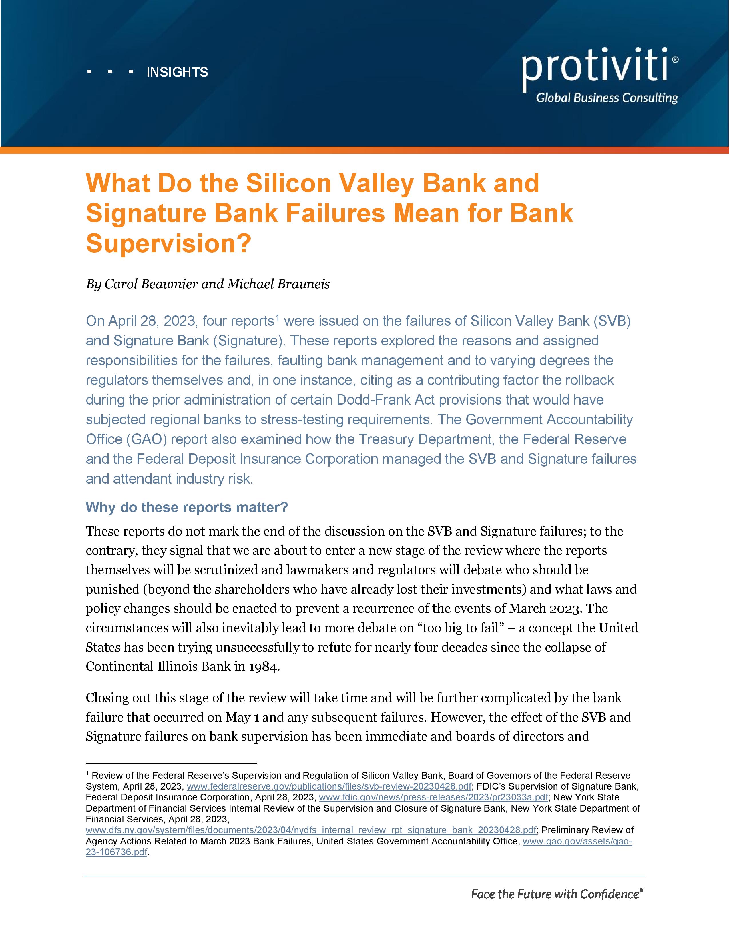 Screenshot of the first page of What Do the Silicon Valley Bank and Signature Bank Failures Mean for Bank Supervision