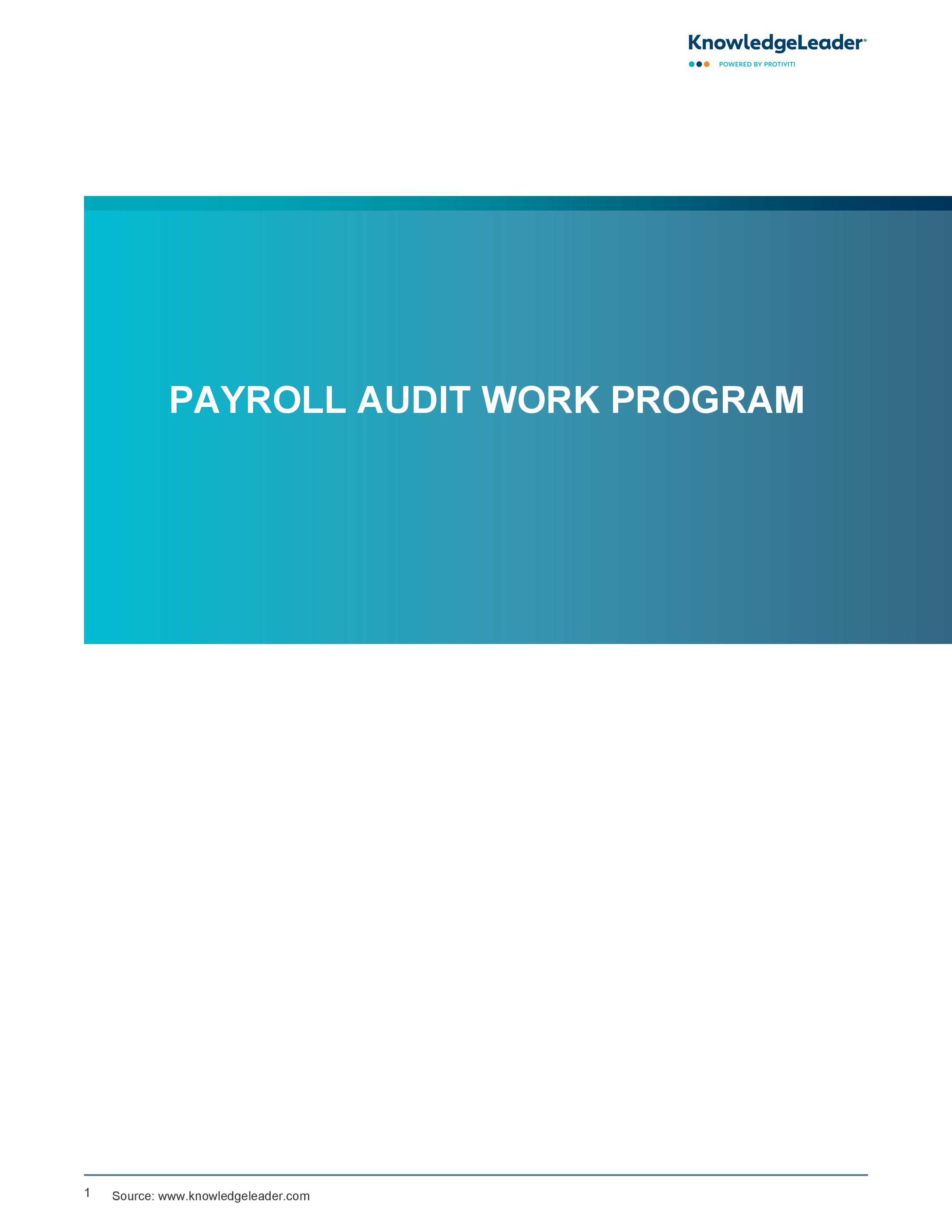 Screenshot of the first page of Payroll Audit Work Program