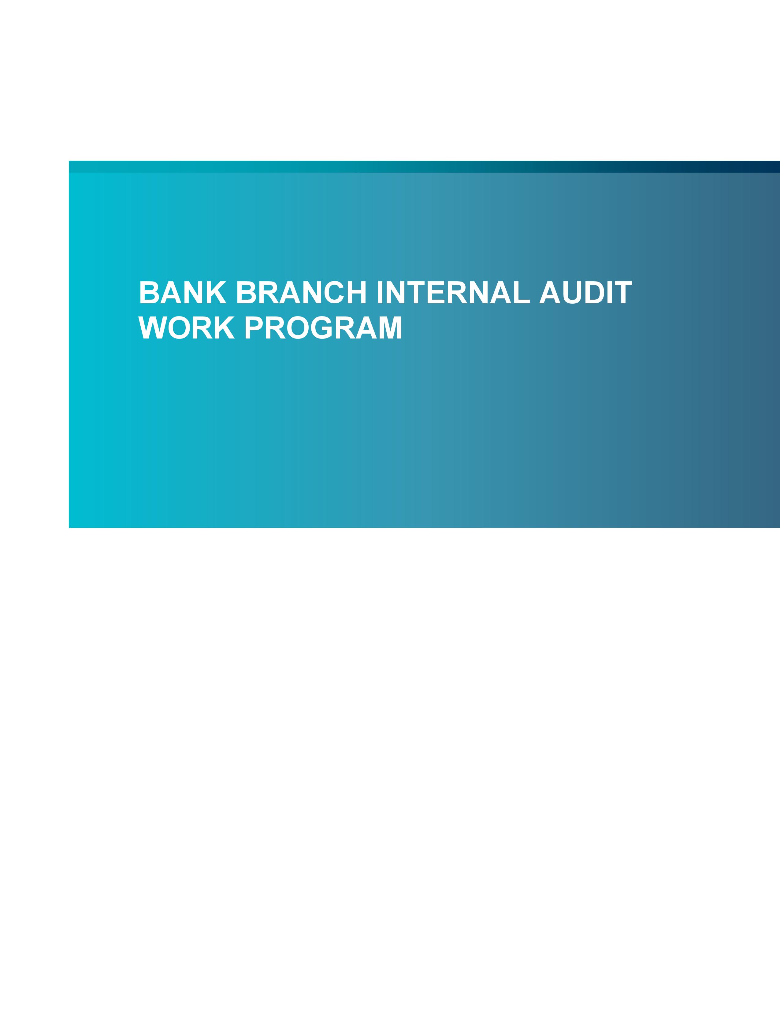 screenshot of the first page of Bank Branch Internal Audit Work Program