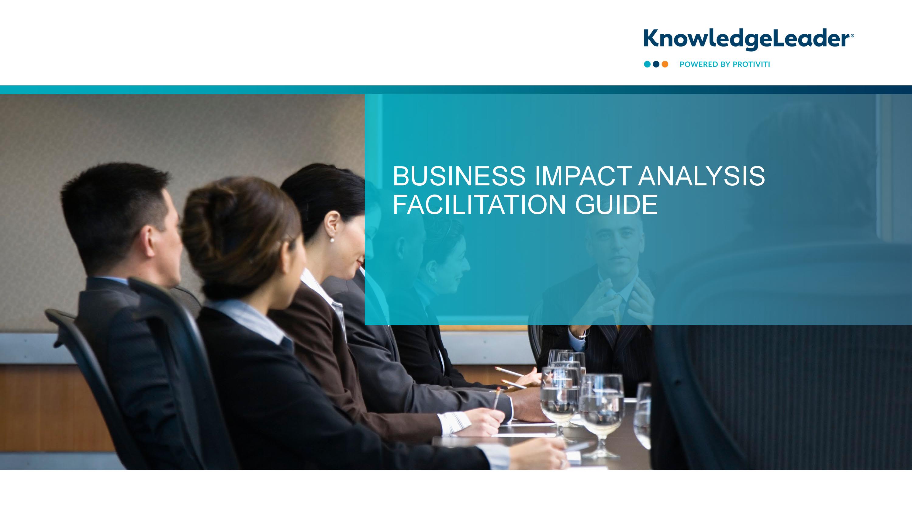 Screenshot of the first page of Business Impact Analysis Facilitation Guide