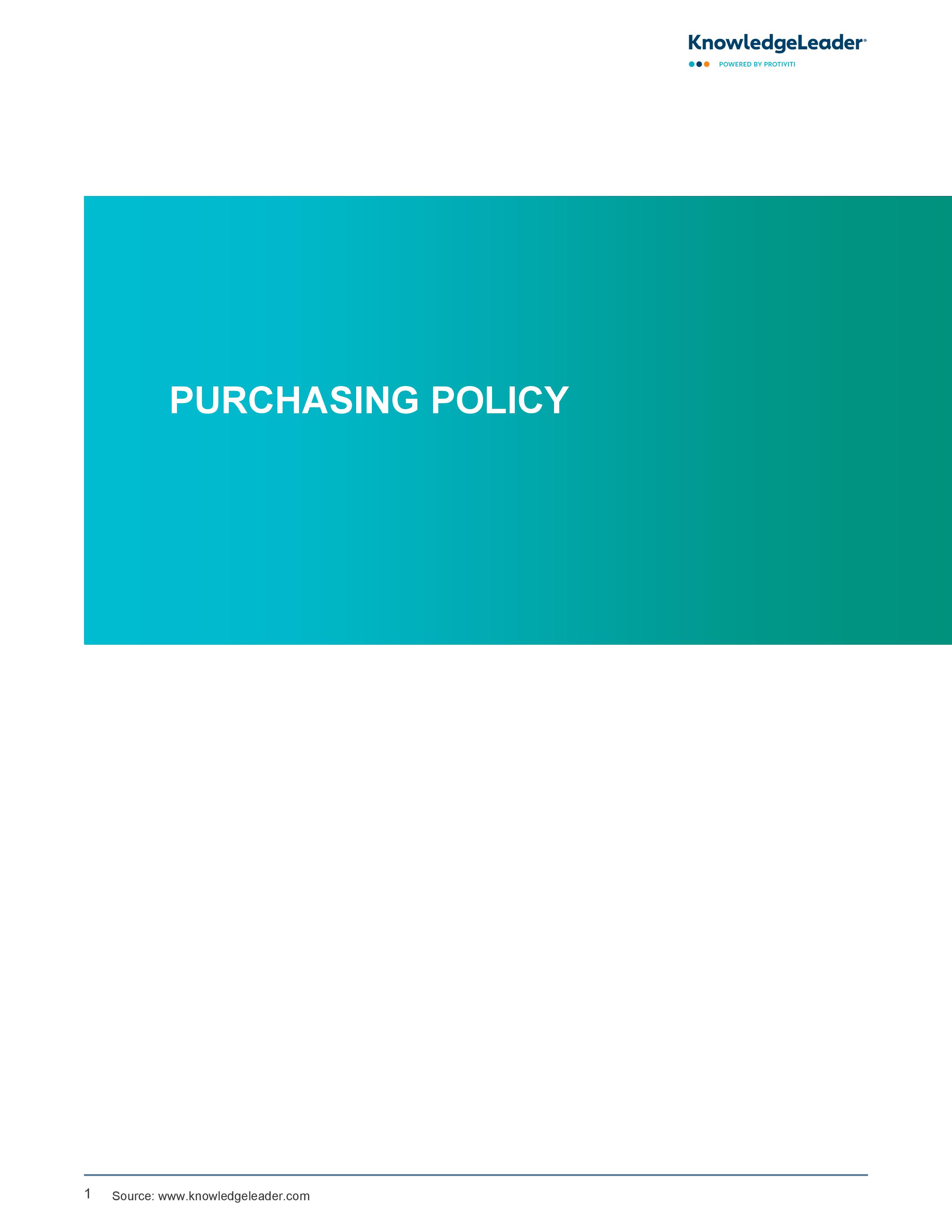 Screenshot of the first page of Purchasing Policy