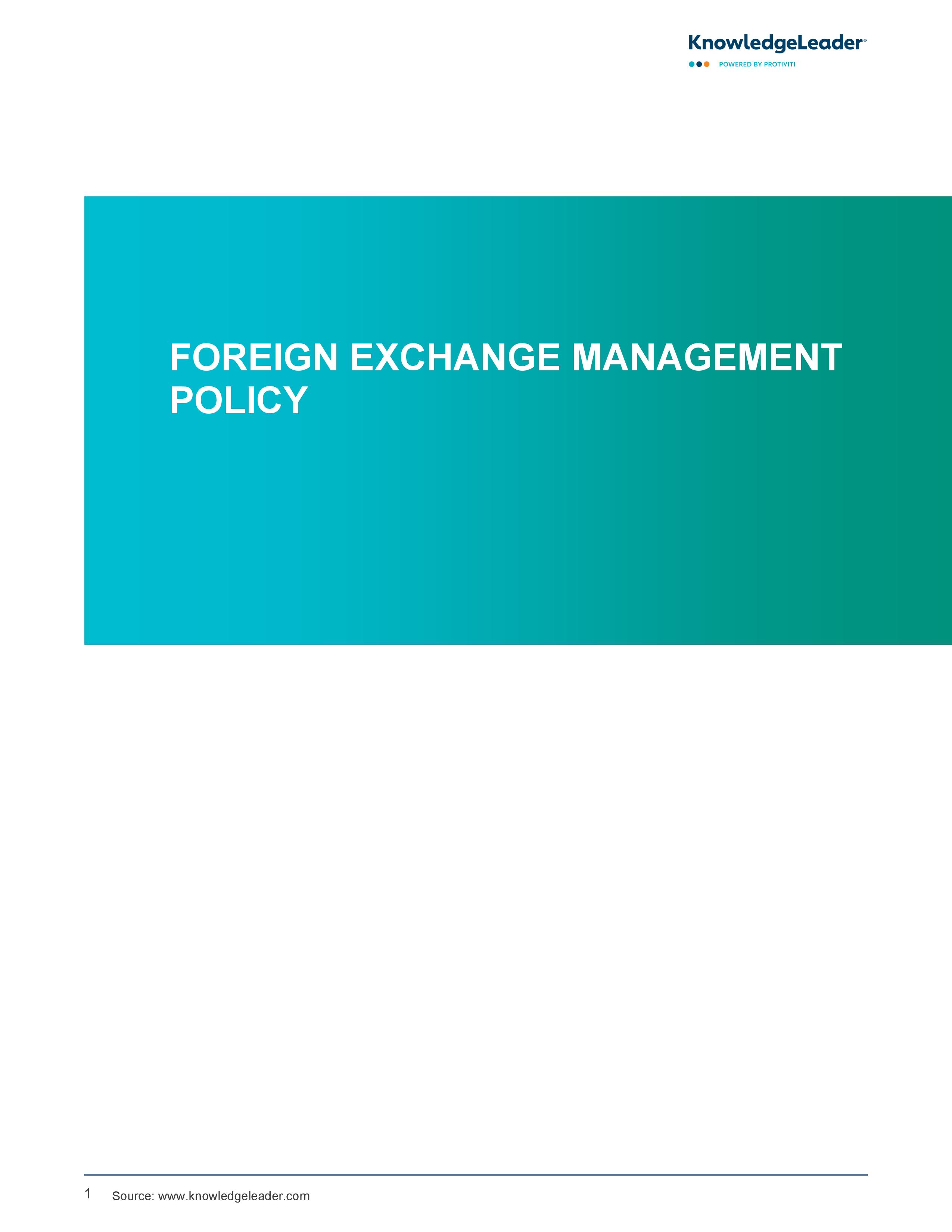 Screenshot of the first page of Foreign Exchange Management Policy
