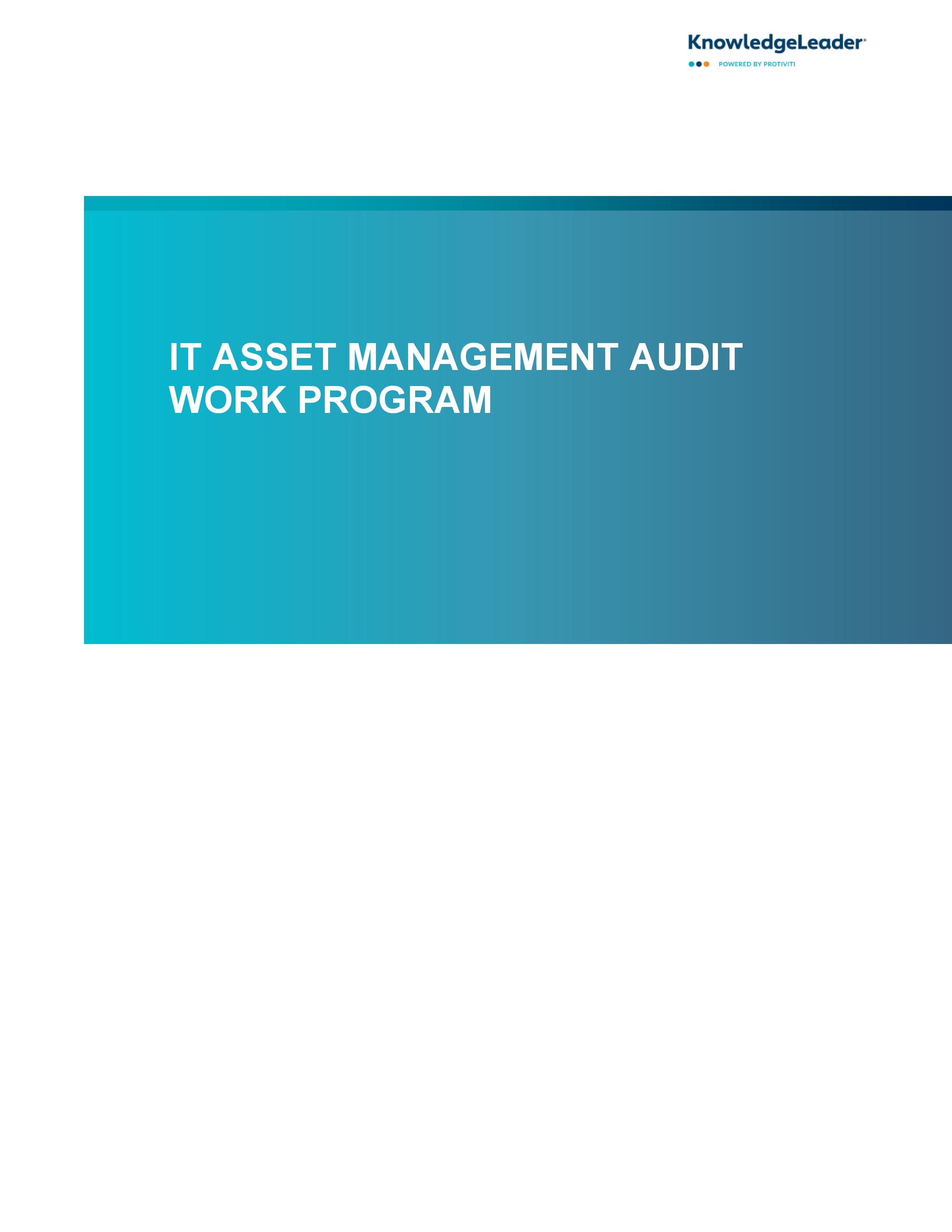 Screenshot of the first page of IT Asset Management Audit Work Program