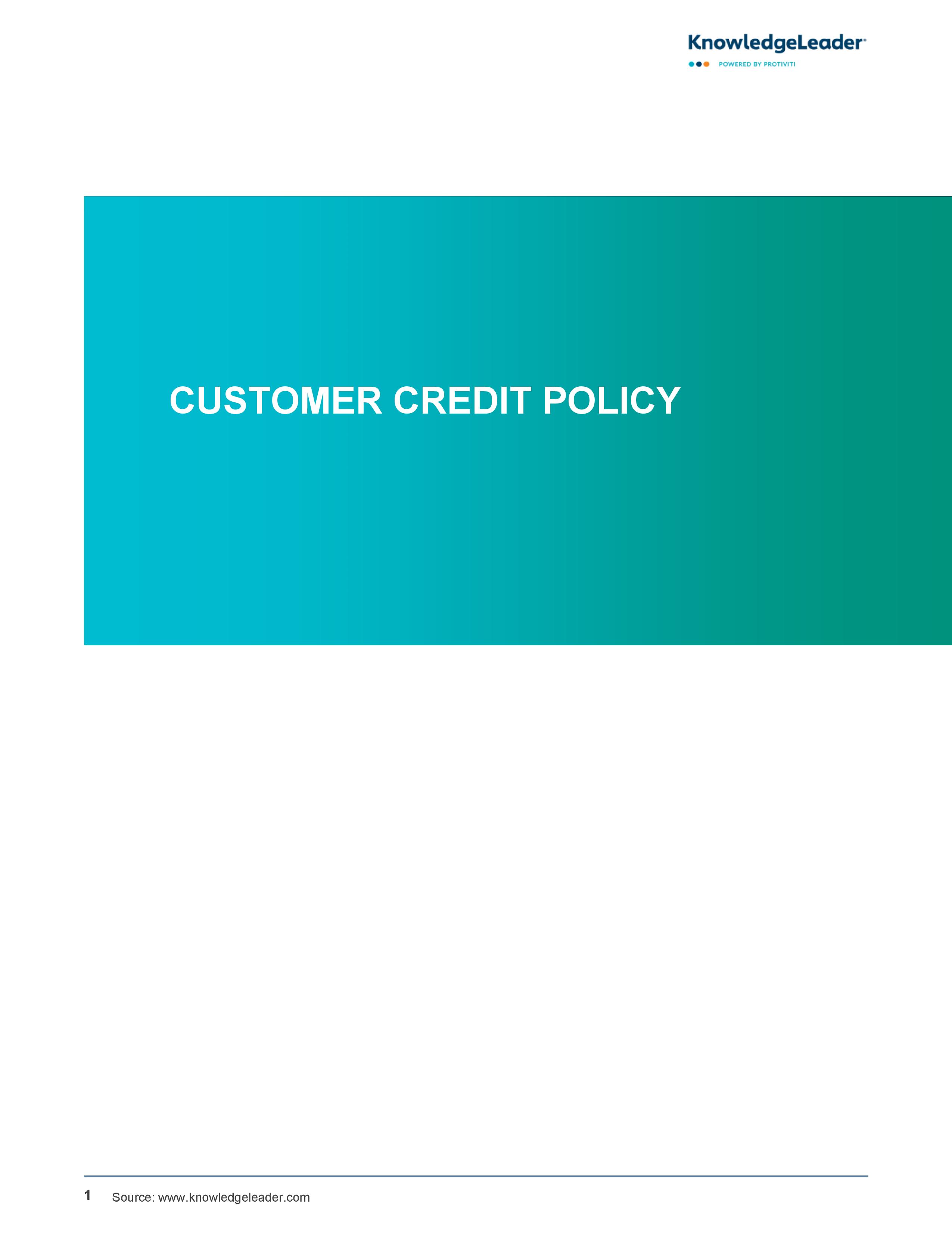 Screenshot of the first page of Customer Credit Policy