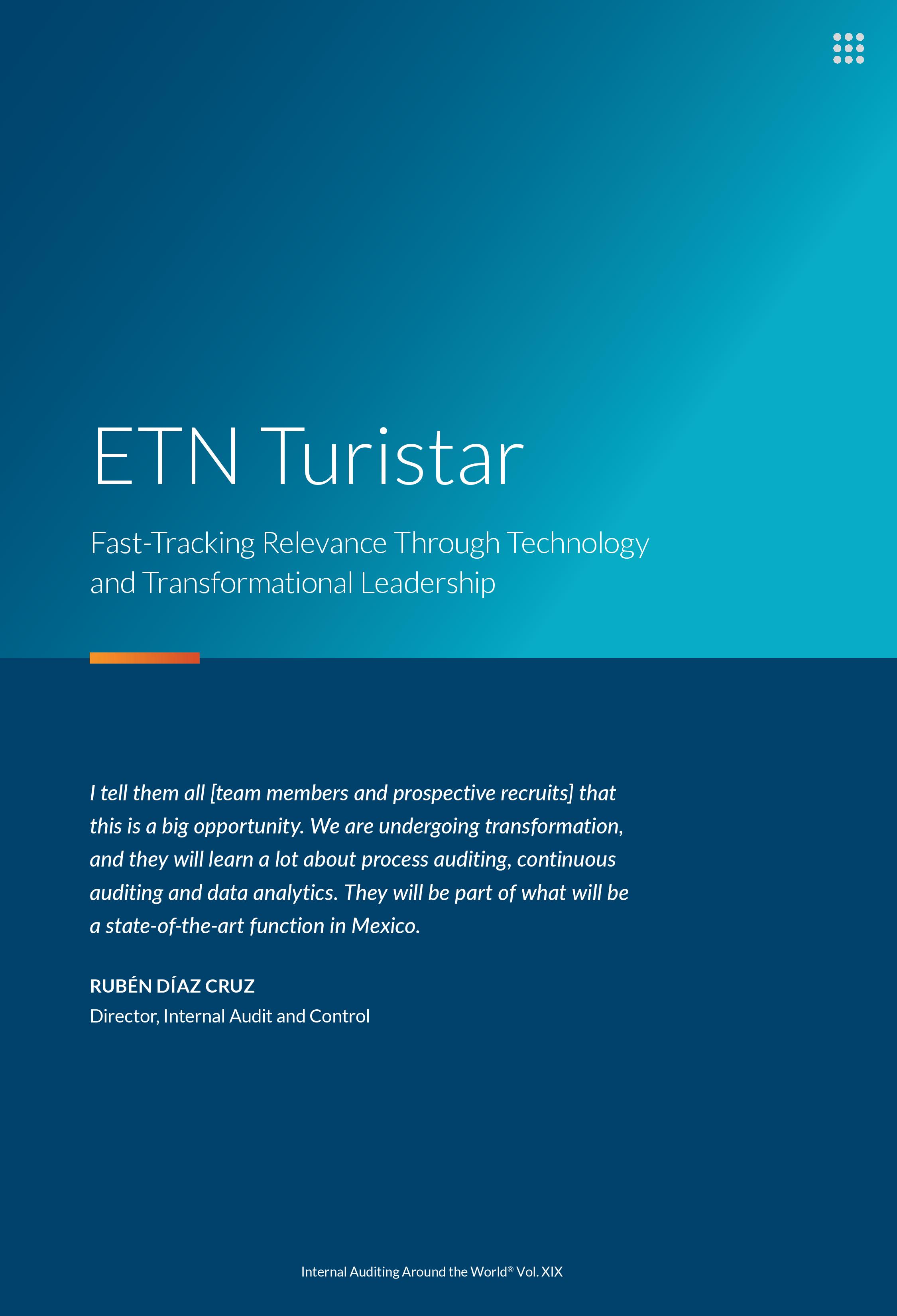 screenshot of the first page of ETN Turistar Fast-Tracking Relevance Through Technology and Transformational Leadership