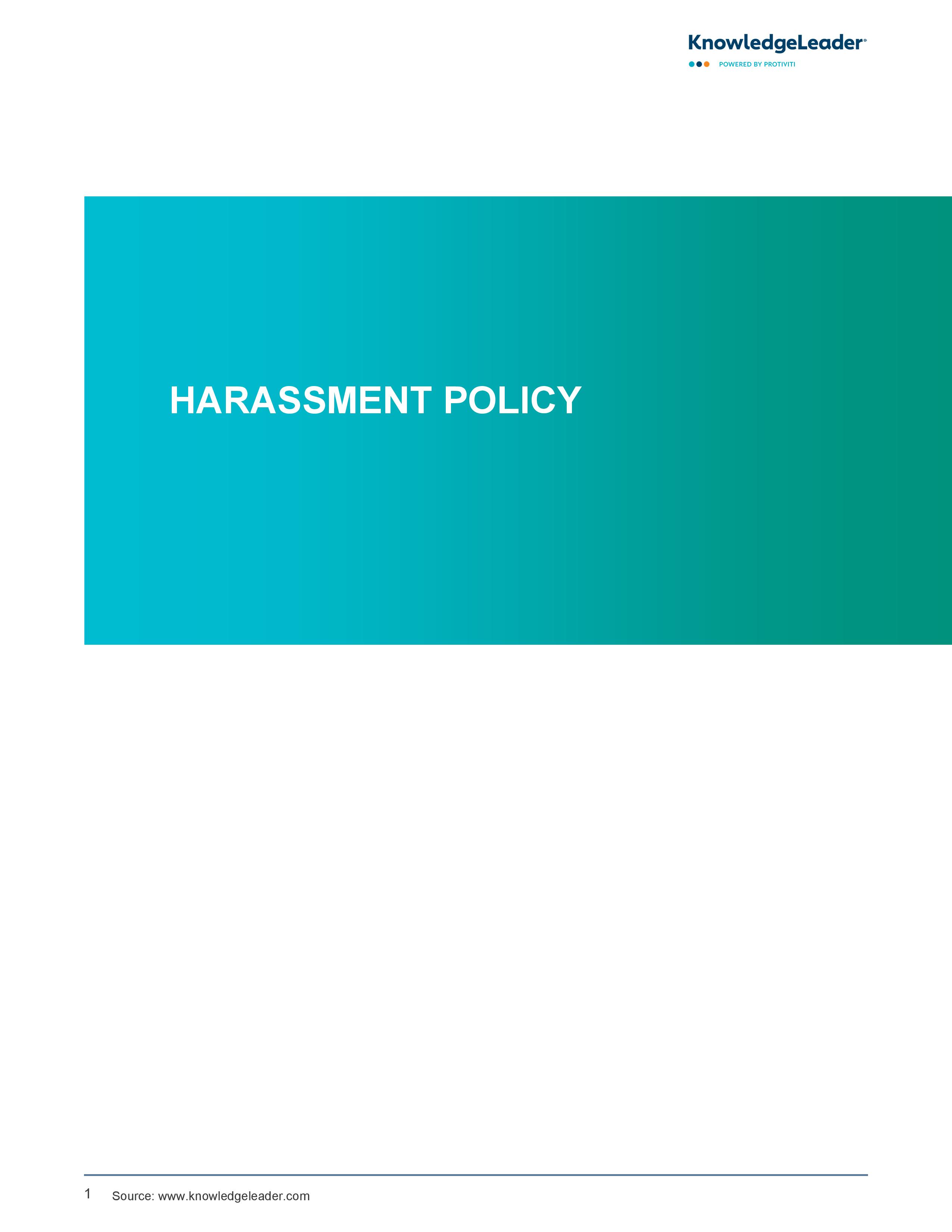 Screenshot of the first page of Harassment Policy